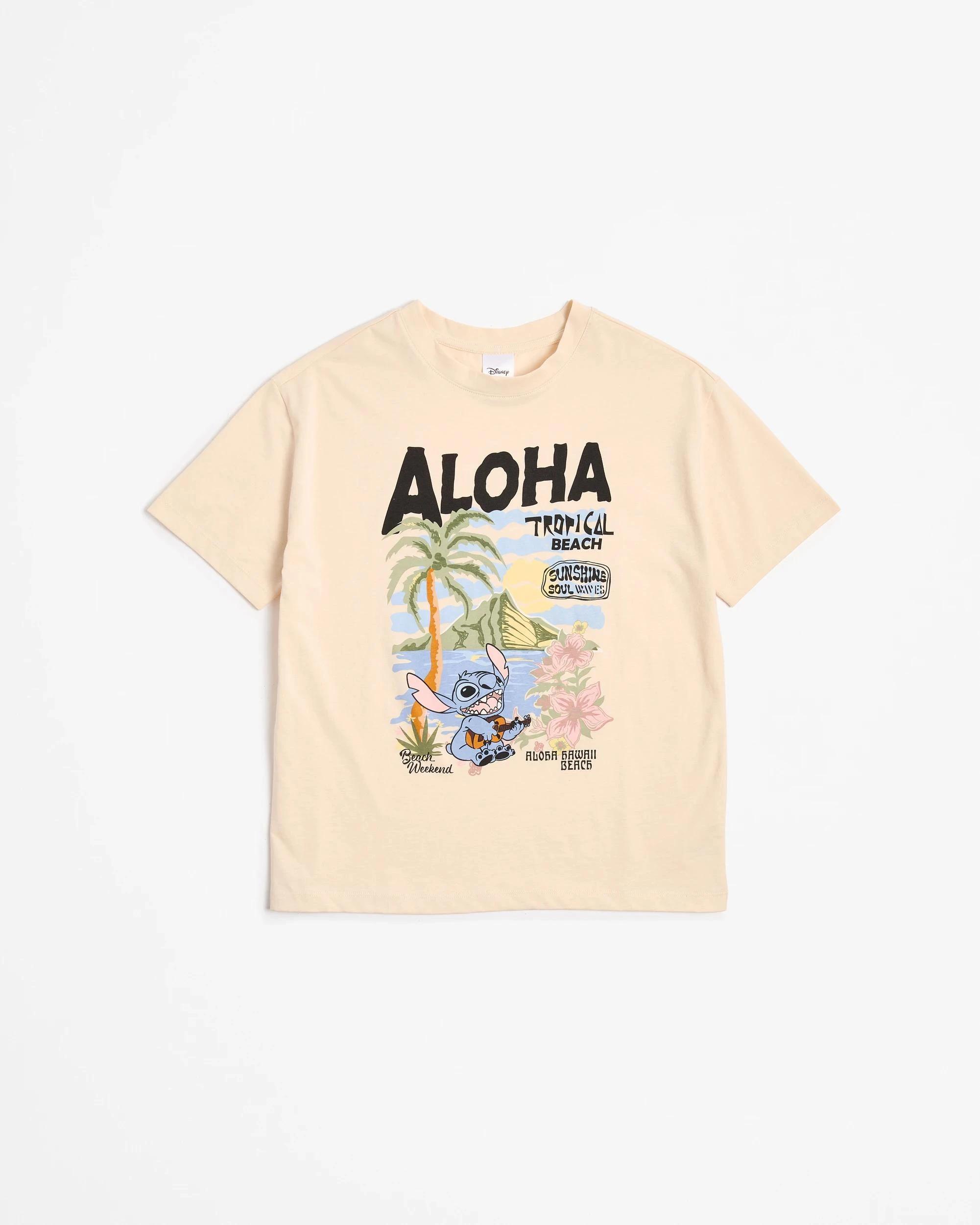 4 Australian Cotton Disney Lilo & Stitch T-shirt CREAM, 4 of 5