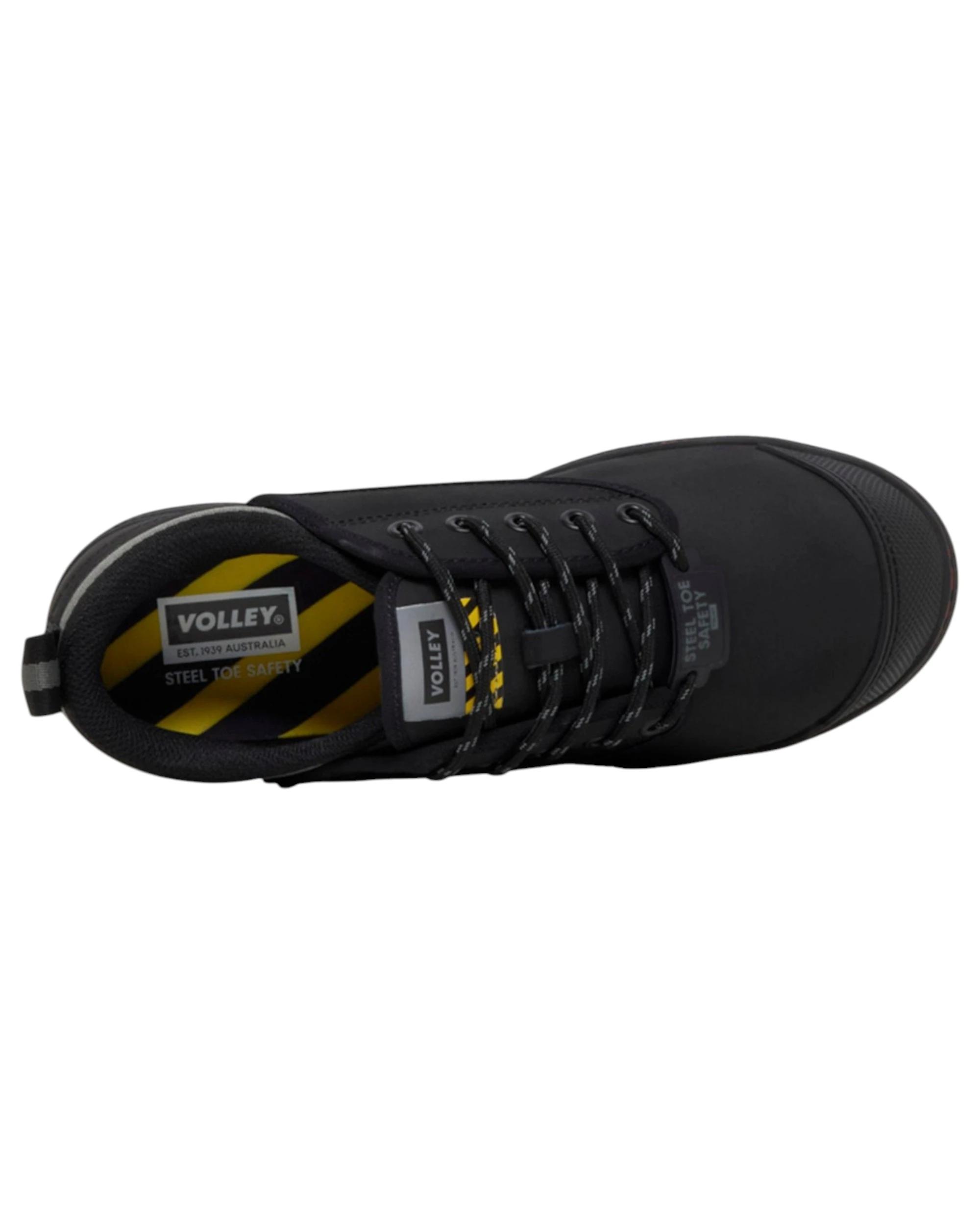 6 Volley Mens Safety Leather Steel Toe Caps Work Lace Up Shoes BLACK NUBUCK, 6 of 6