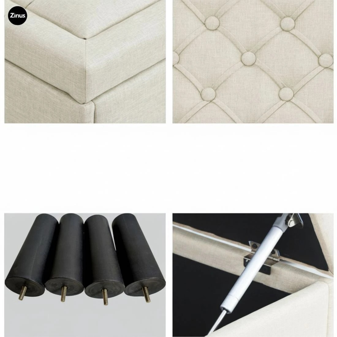 6 Artiss Storage Ottoman Blanket Box 96cm Linen Taupe - Beige, 6 of 7