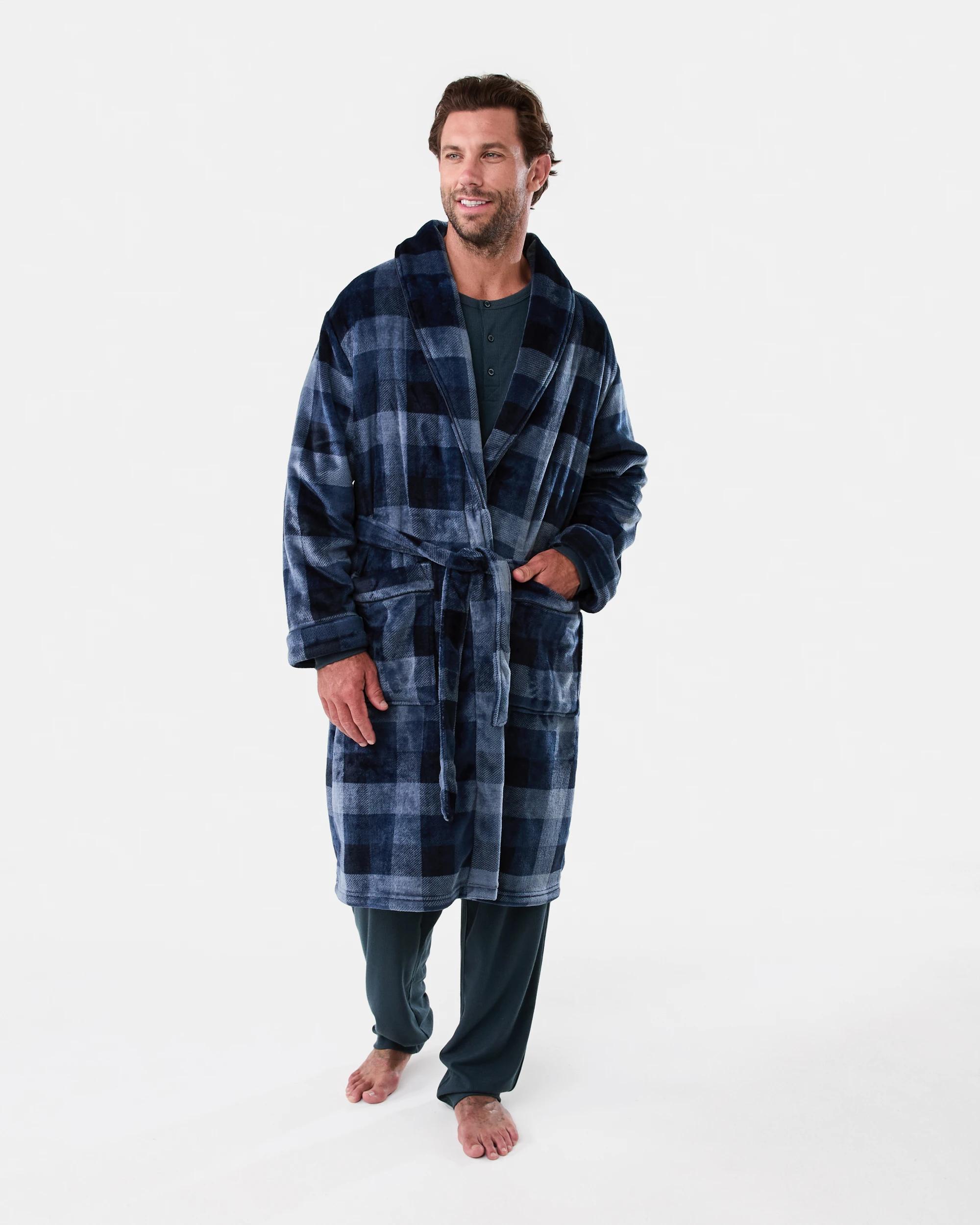 1 Check Coral Fleece Gown Arthurchek, 1 of 8