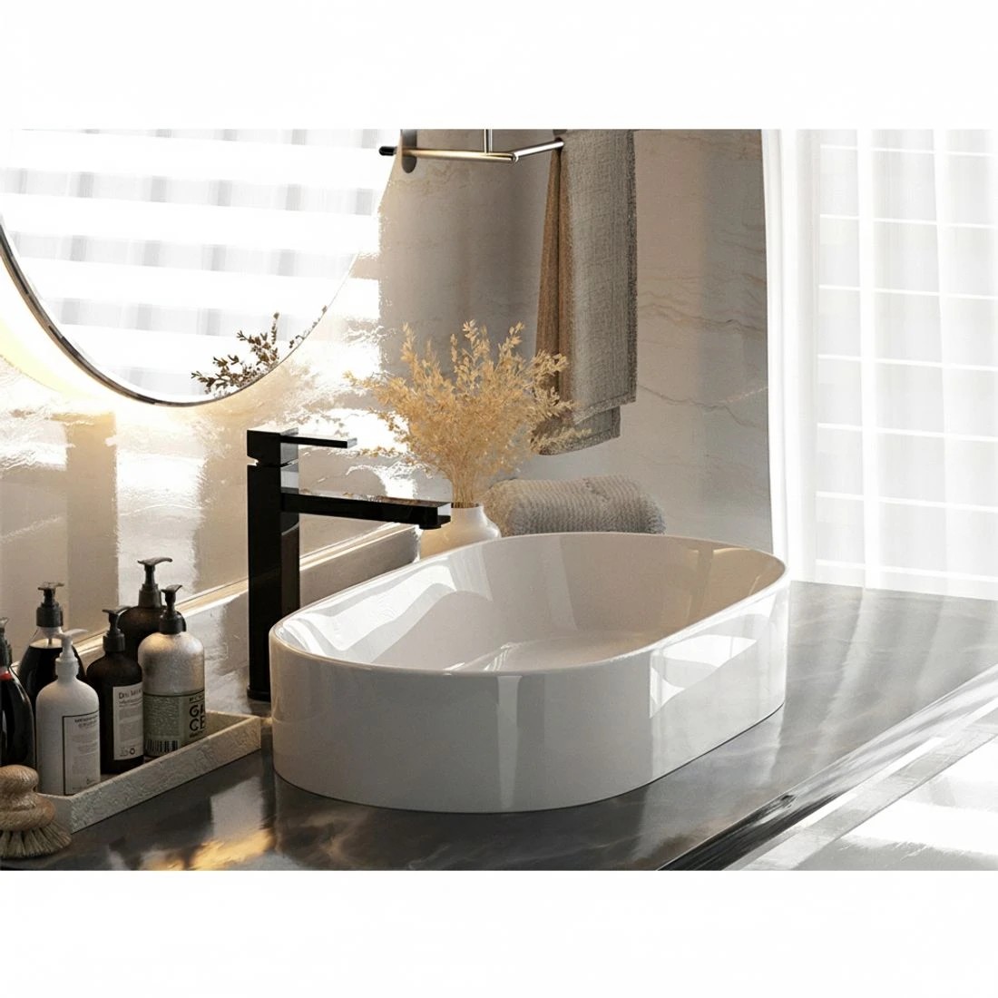 4 Cefito Bathroom Basin Ceramic Vanity Sink Hand Wash Bowl 52x31cm - White, 4 of 4