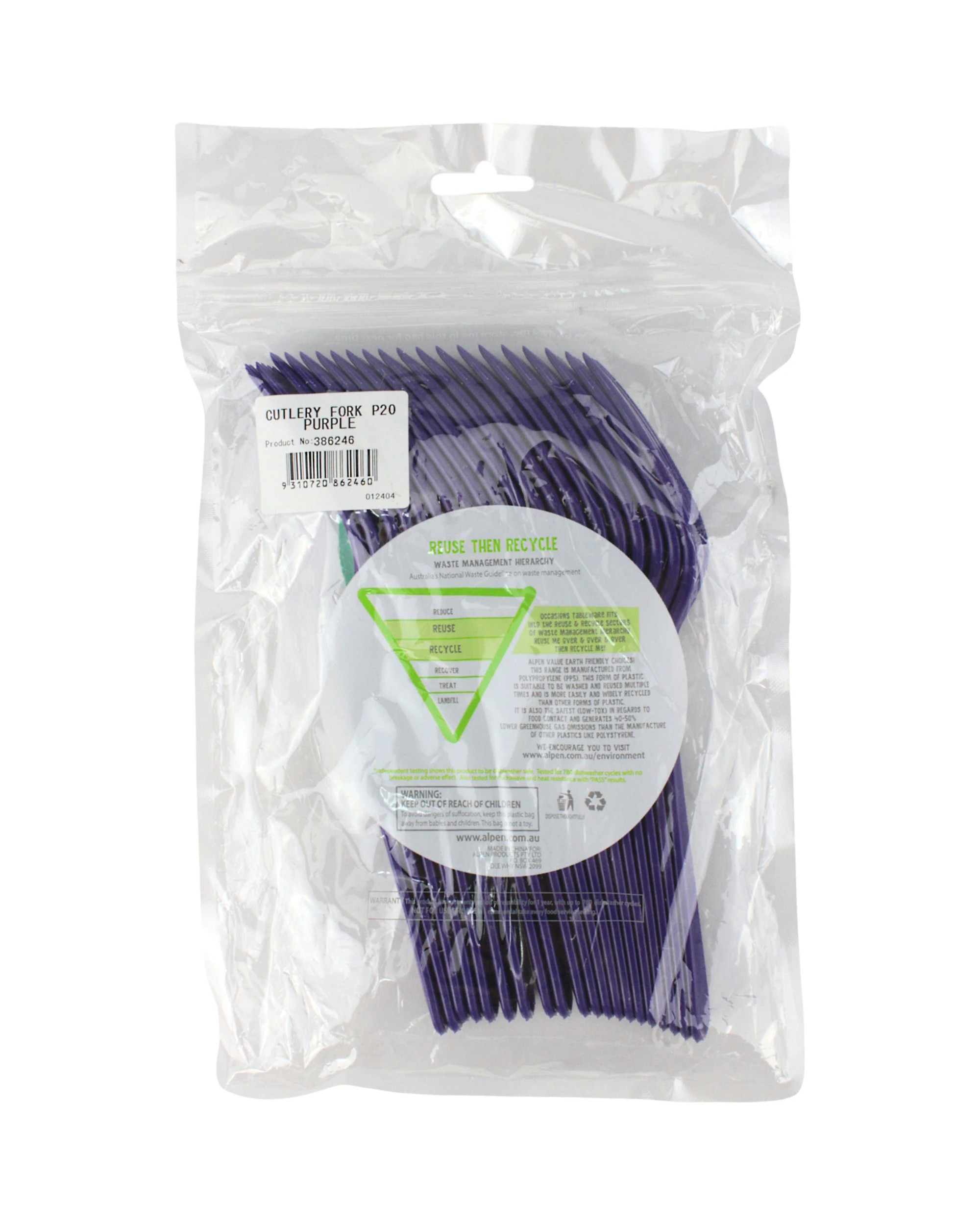 3 Alpen Reusable Plastic Forks Pack of 20 - Purple, 3 of 3