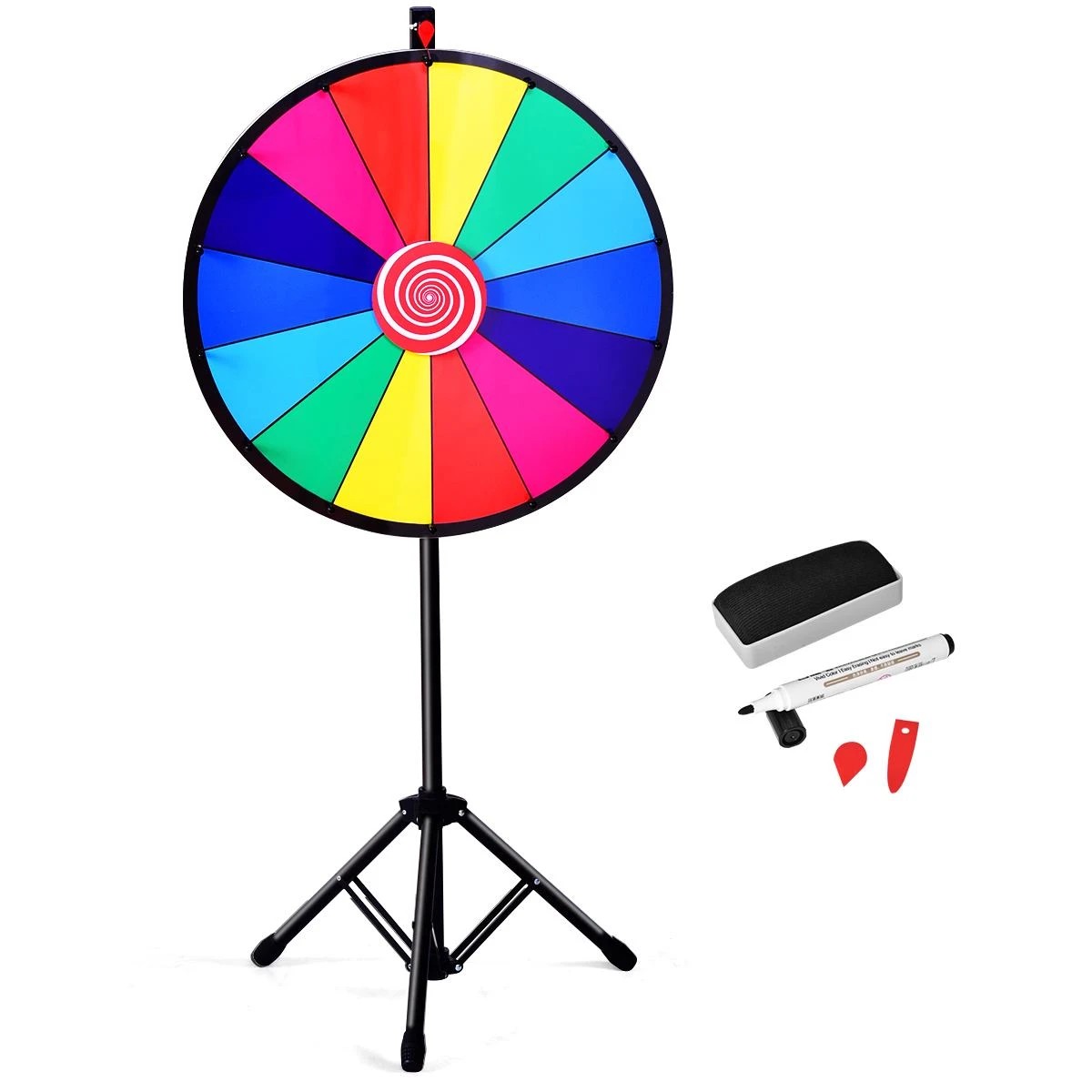 1 Costway Editable Prize Wheel 14 Slots Spin Game Wheel High Adjustable, 1 of 1