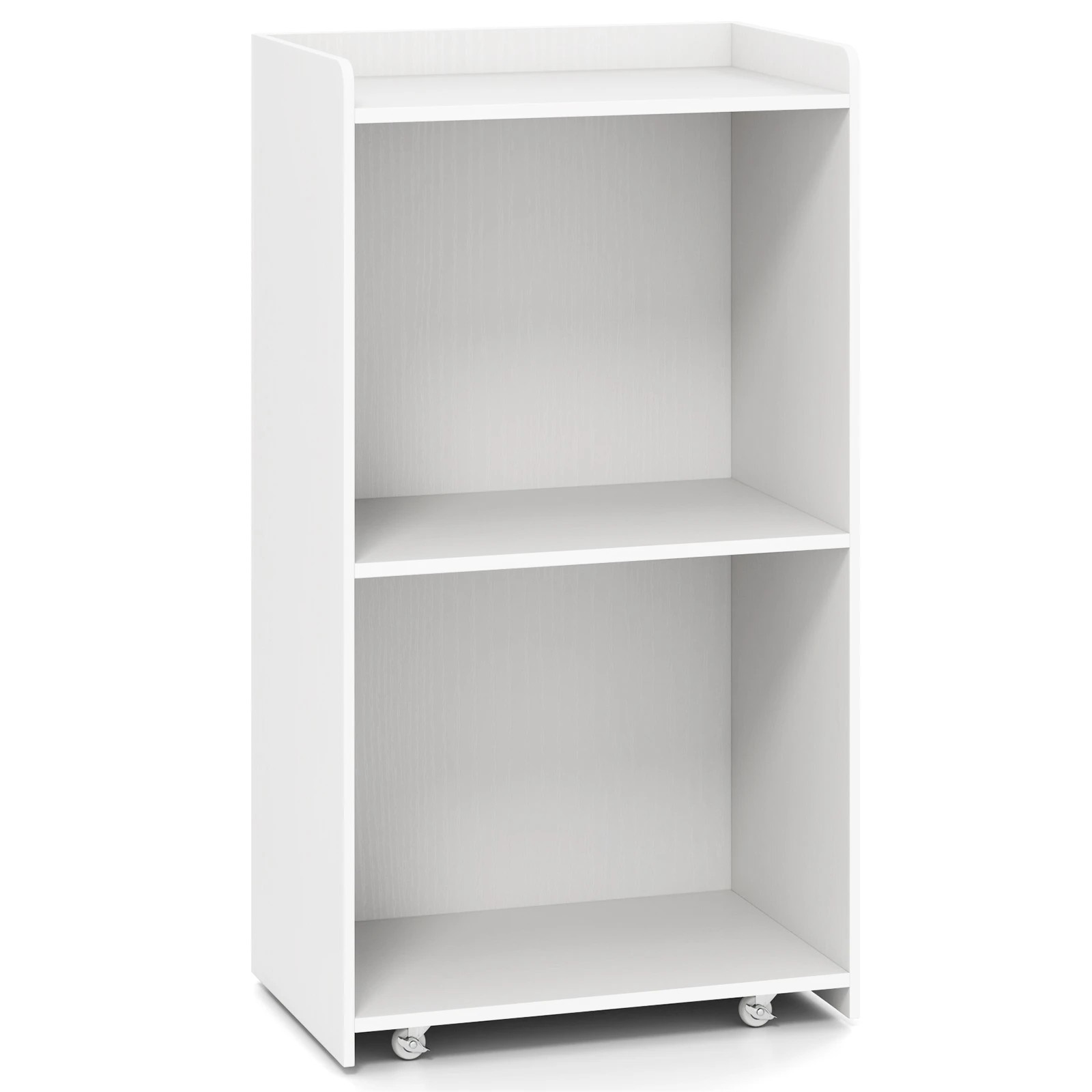 1 Costway 105cm Rolling Lectern Stand Presentation Podium w/Storage Shelves - White, 1 of 6