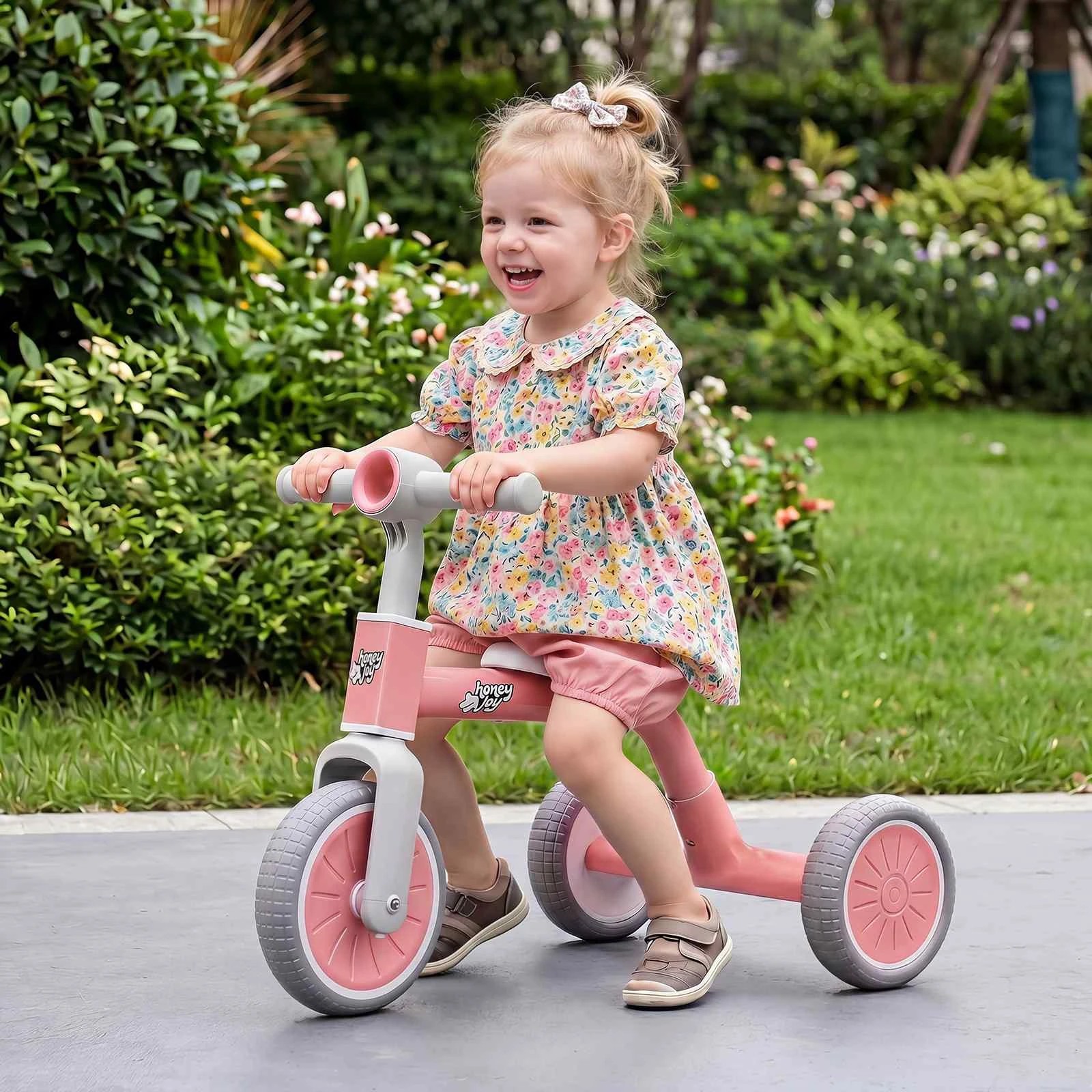 2 Costway Convertible Kid Tricycle Toddler Trike Toy Carbon Steel Frame - Pink, 2 of 3