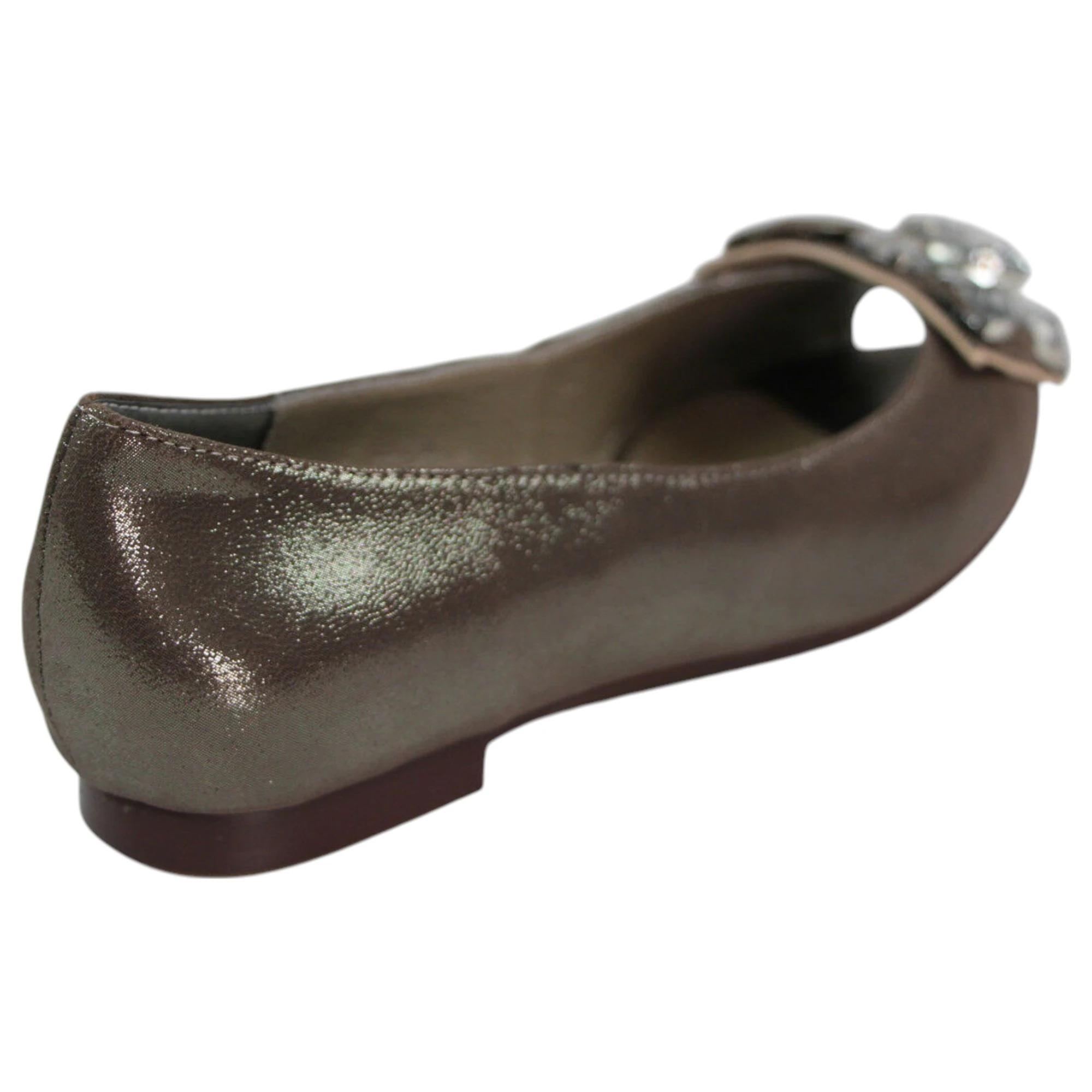 3 Zasel Crystal Ladies Womens Leather Open Toe Flat Work Dress Casual Shoes SILVER, 3 of 4