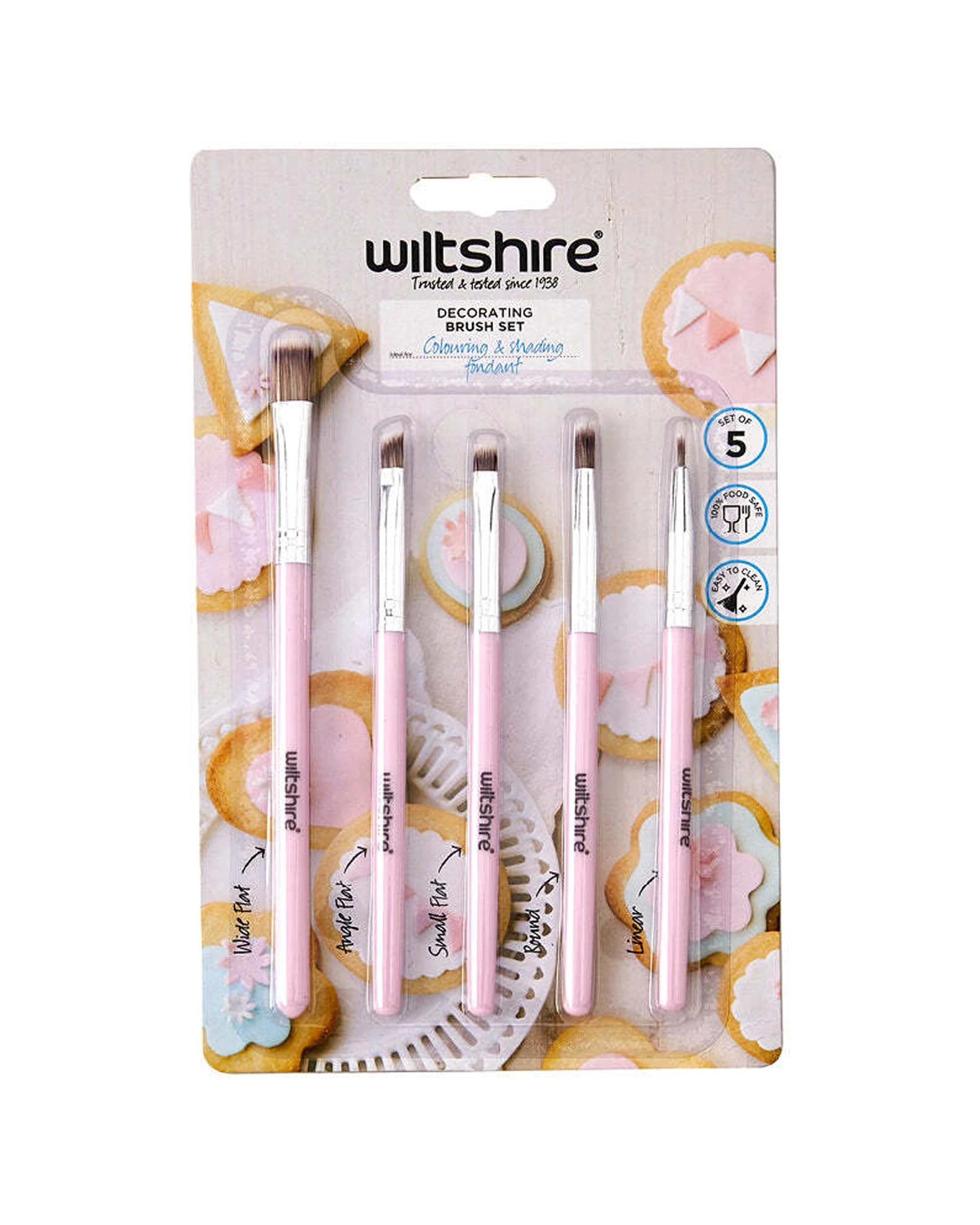 2 Wiltshire 5pc Wiltshire Food Safe Cake Fondant & Cookies Decorating Baking Brush Set - Pink, 2 of 2