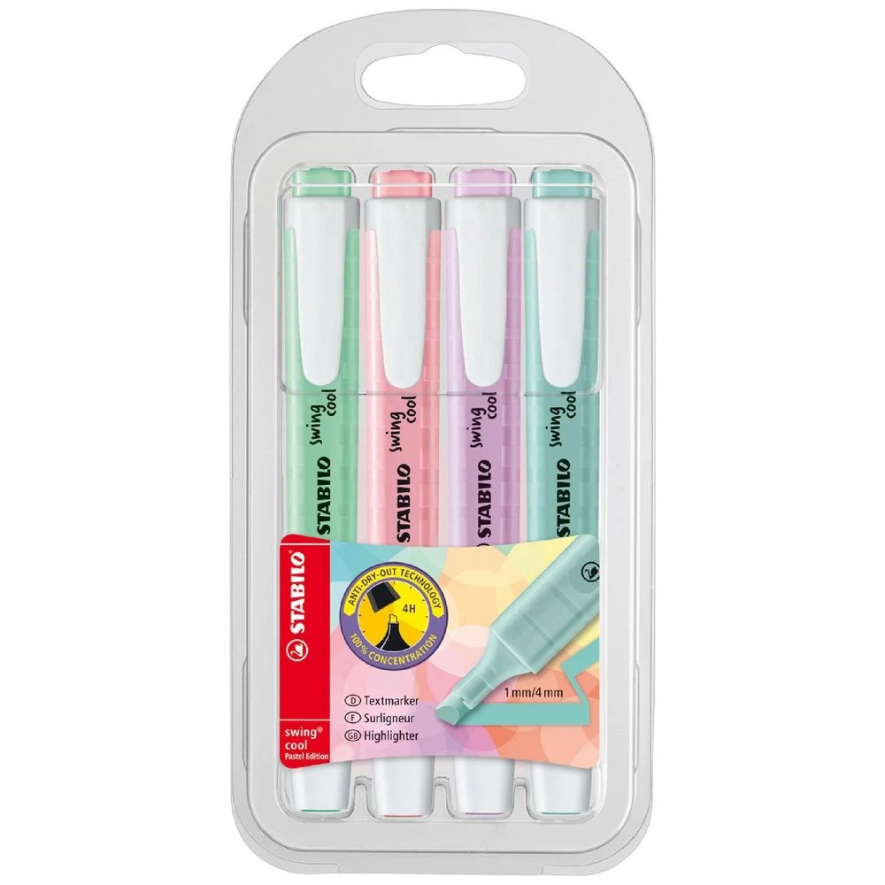 1 Stabilo Swing Cool Highlighters Pastel 4 Pack, 1 of 4