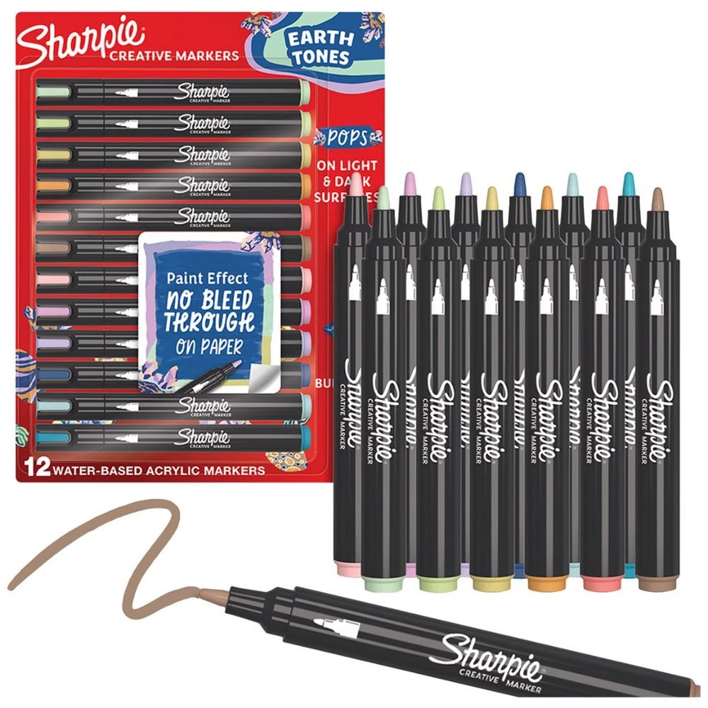 2 Sharpie Creative Acrylic Bullet Markers Earth Tones 12 Pack, 2 of 10