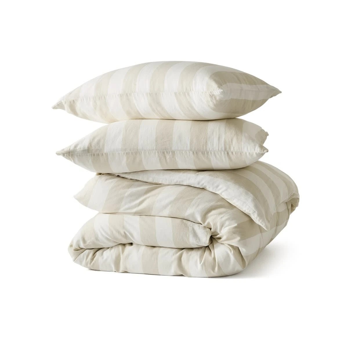 7 Stripe Linen Cotton Quilt Cover Set - King Bed, Natural, 7 of 7