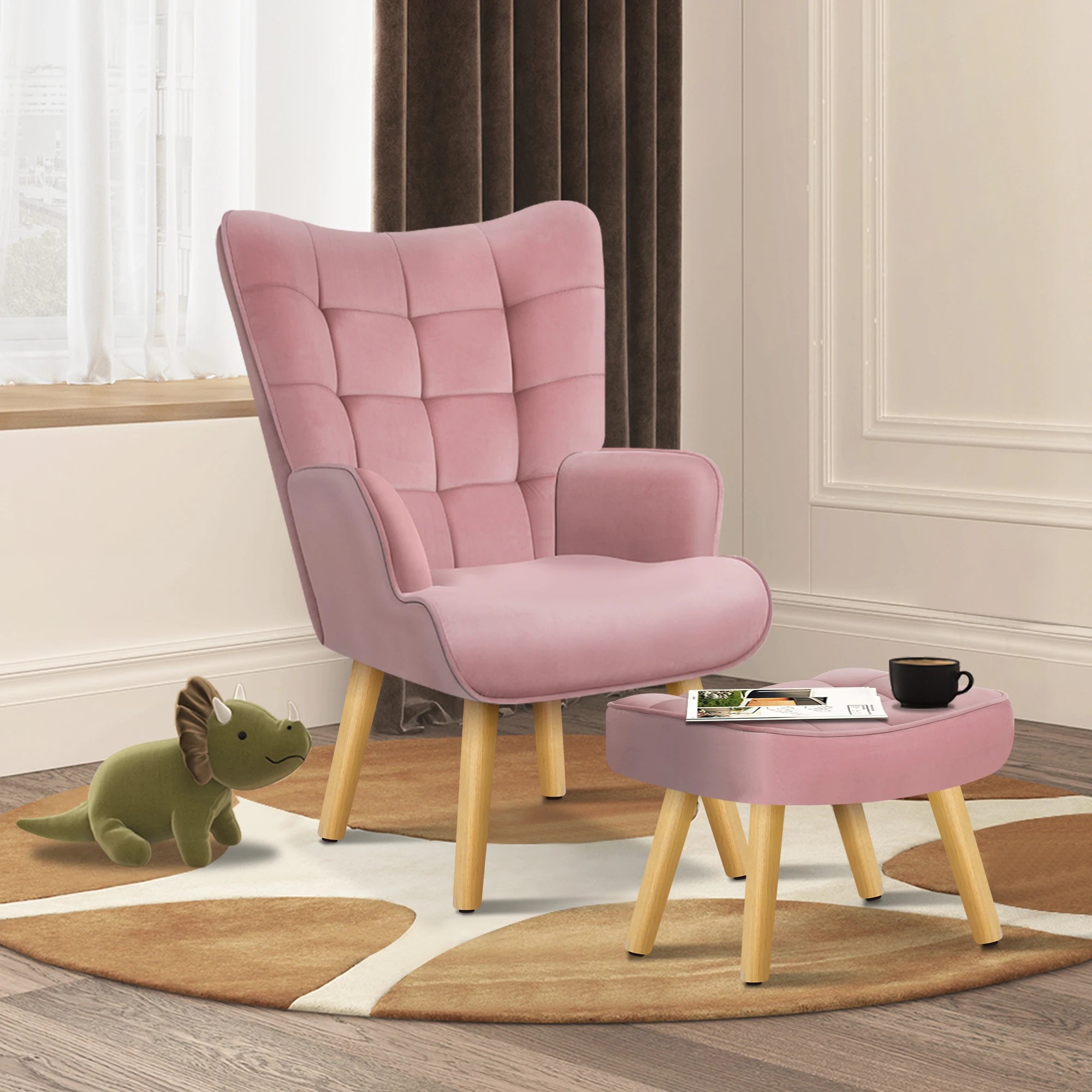 5 Alfordson Armchair Lounge Chair Featherston Contour Chair Ottoman Couch - Pink, 5 of 10