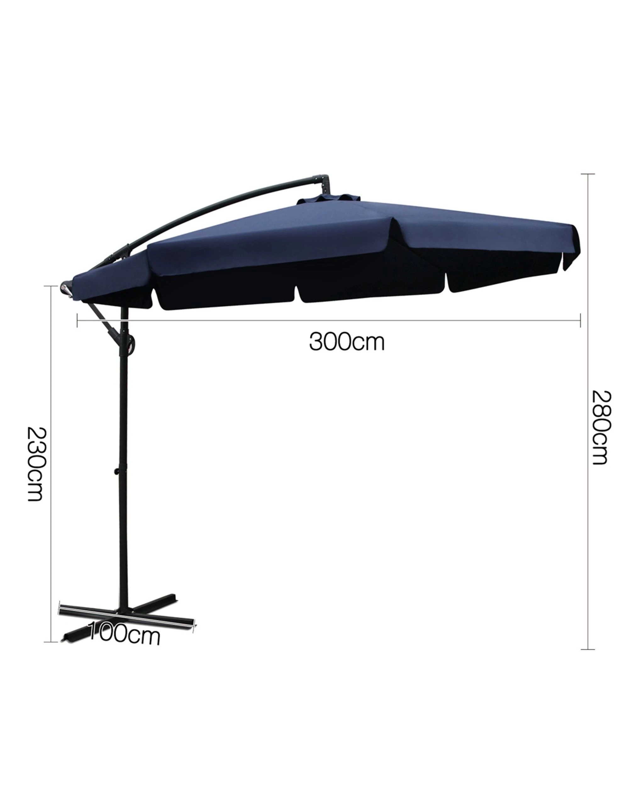 2 Instahut 3m Outdoor Umbrella Cantilever Garden Beach Patio - Blue, 2 of 5