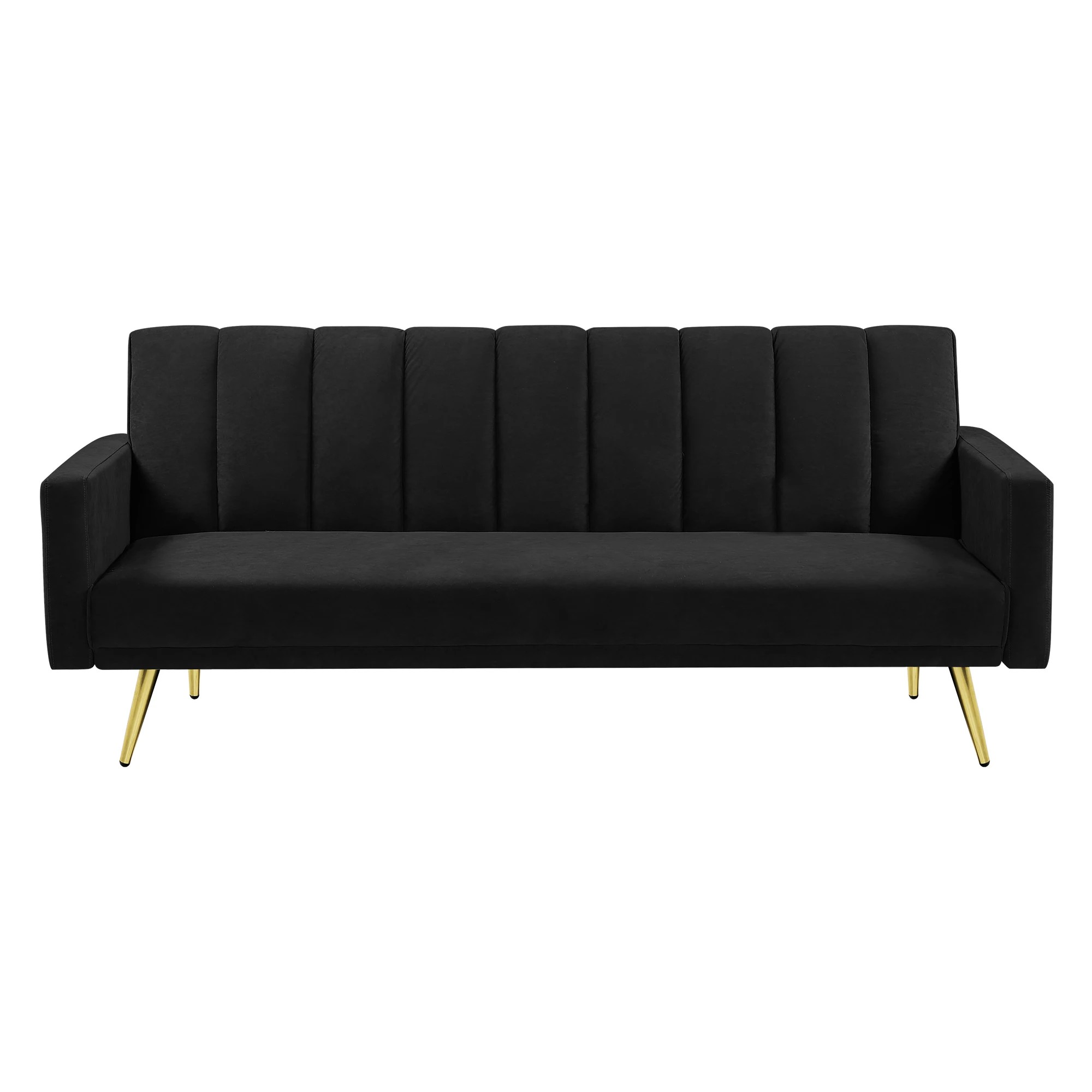 1 Levede 3 Seater Velvet Sofa Bed - Black, 1 of 3
