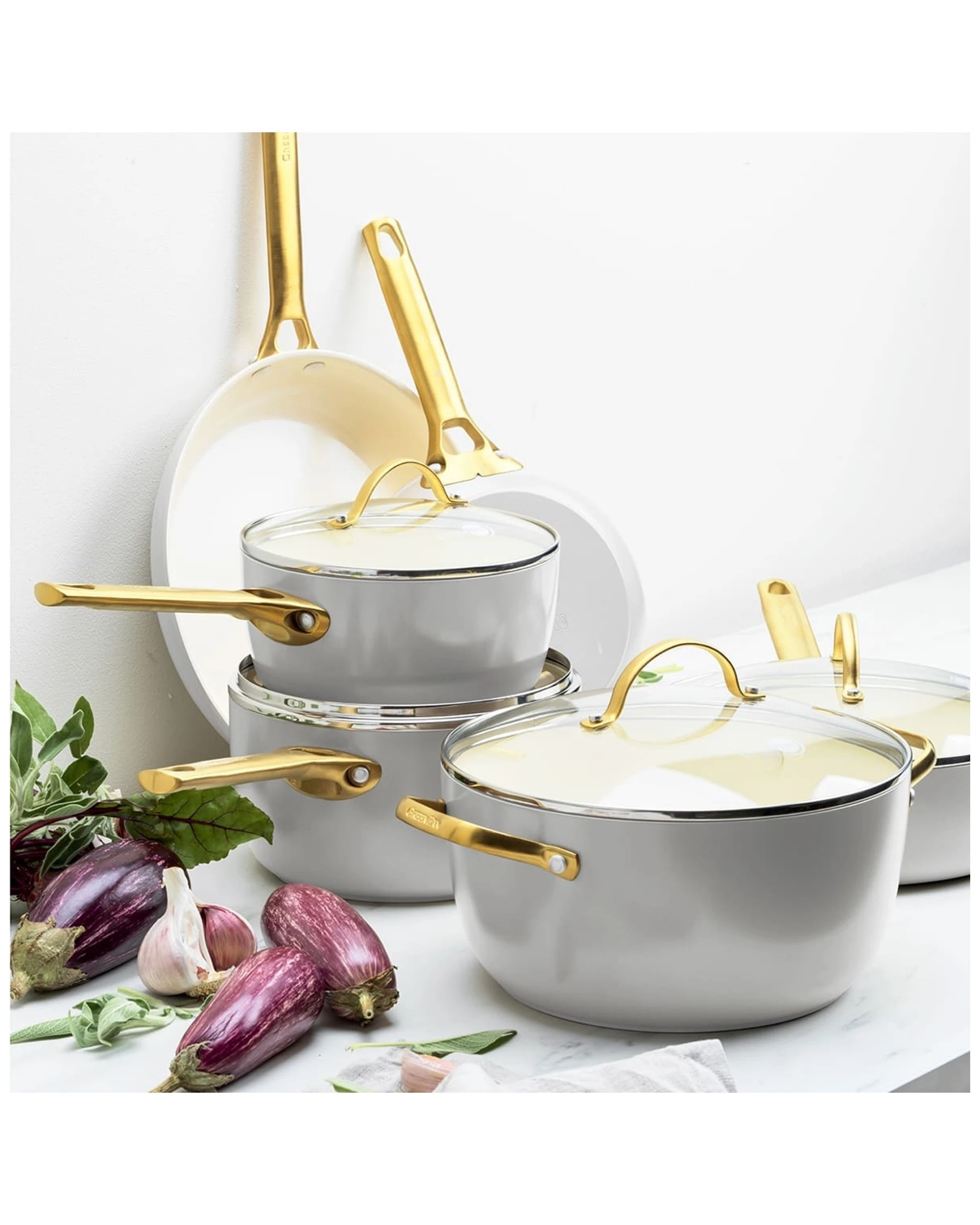 2 14pc Greenpan Padova Dove Grey Pots And Pans Cooking Set Home Kitchen Cookware
 - Grey, 2 of 4