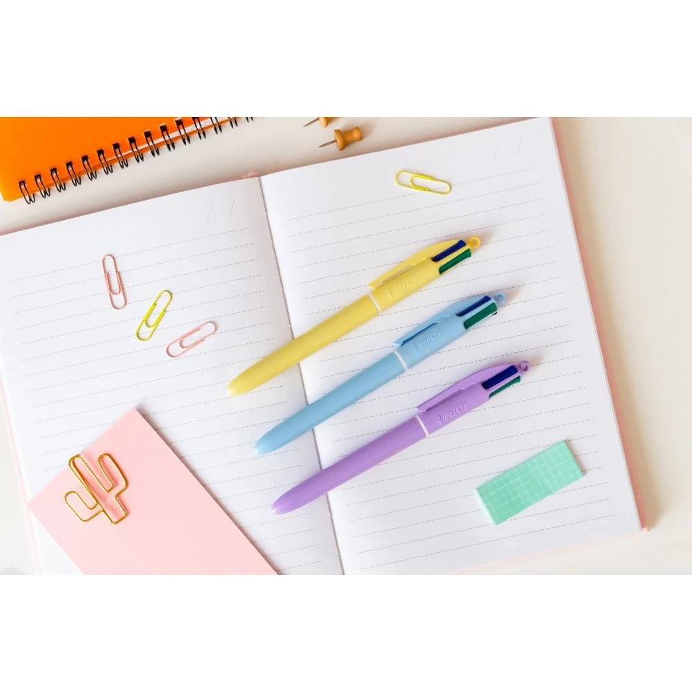 2 Bic 4-Colour Ballpoint Pen Pastel Blue, 2 of 2