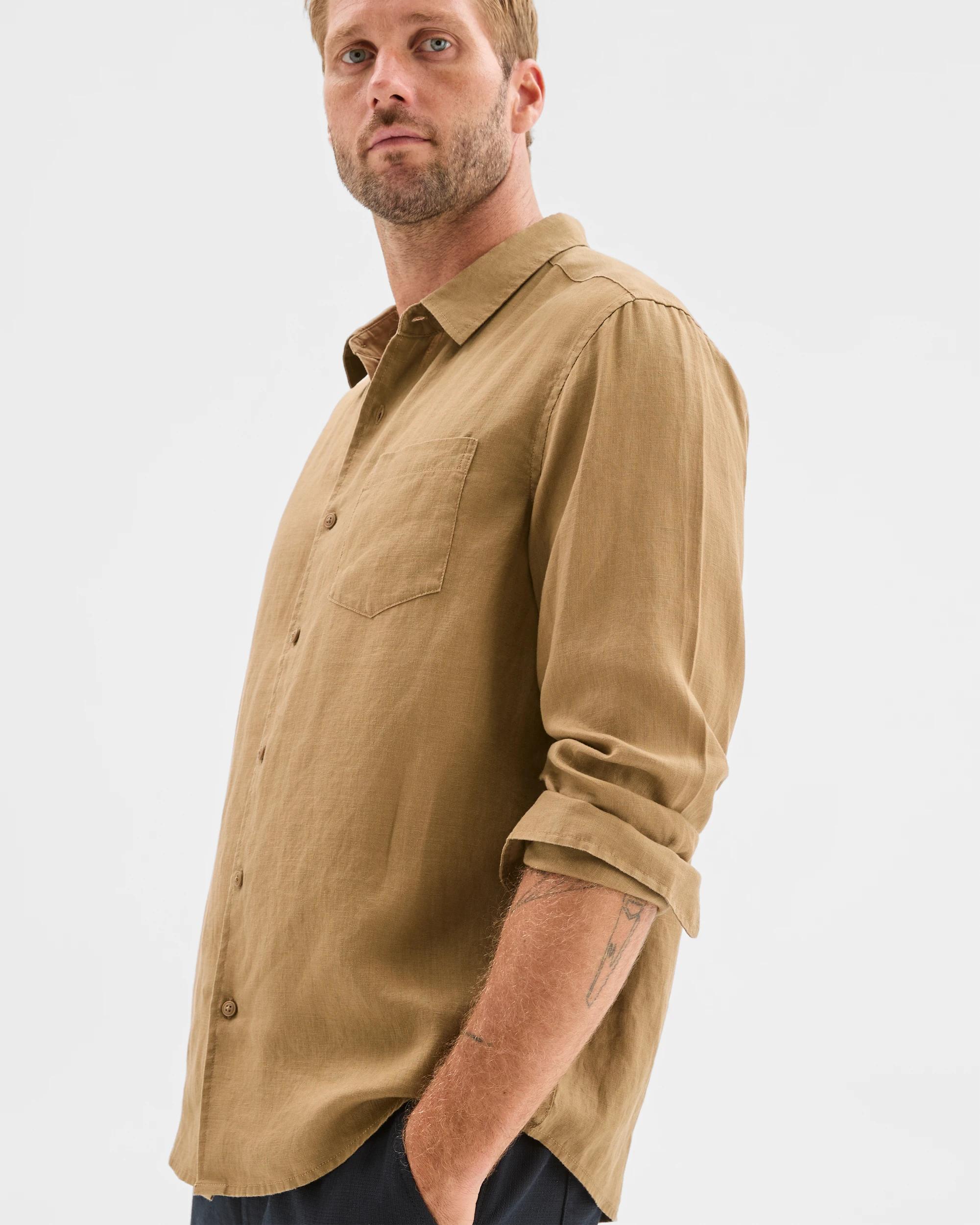 5 Target Man European Linen Long Sleeve Shirt DESERT, 5 of 6
