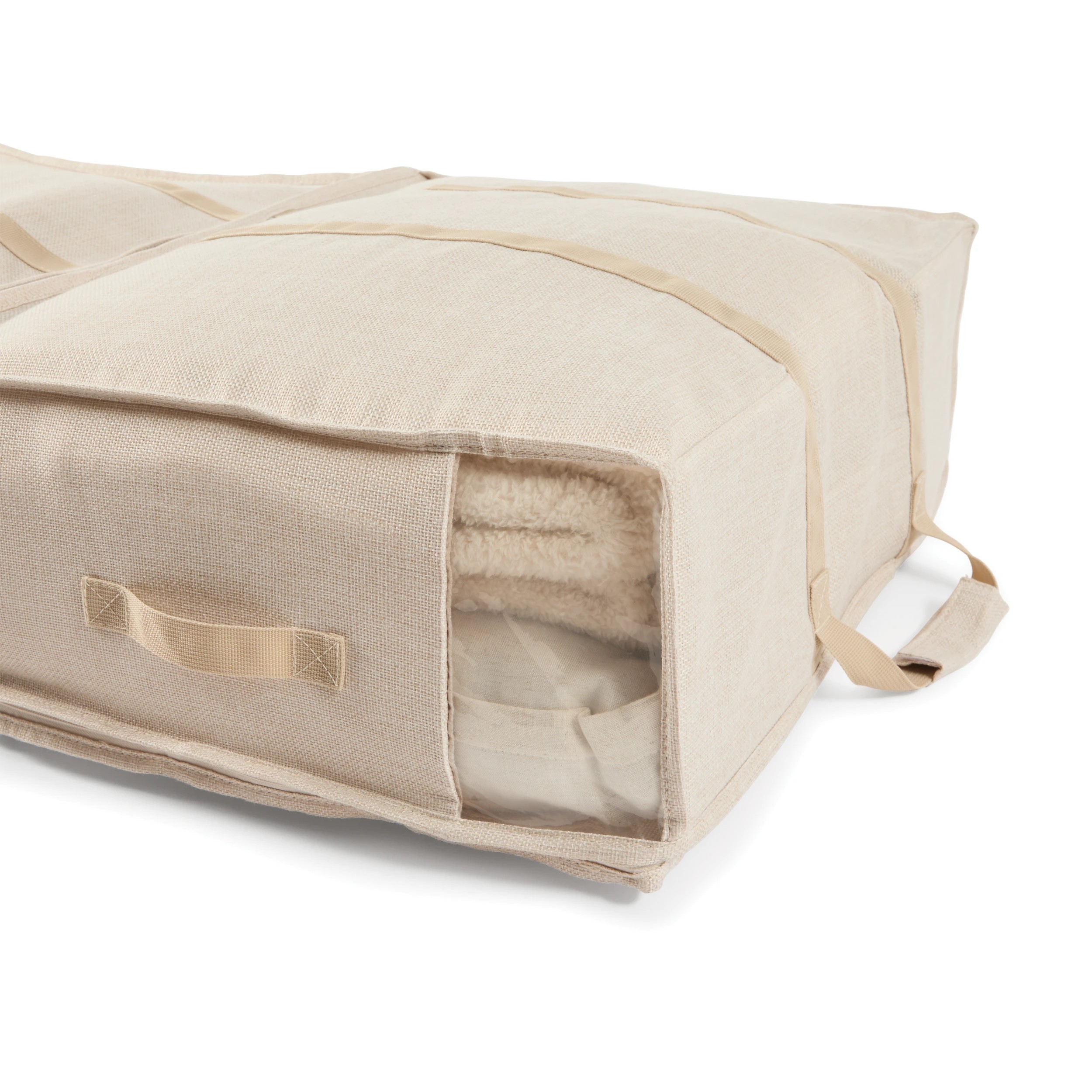 6 Linen Look 2 Section Large Storage Bag, 6 of 9