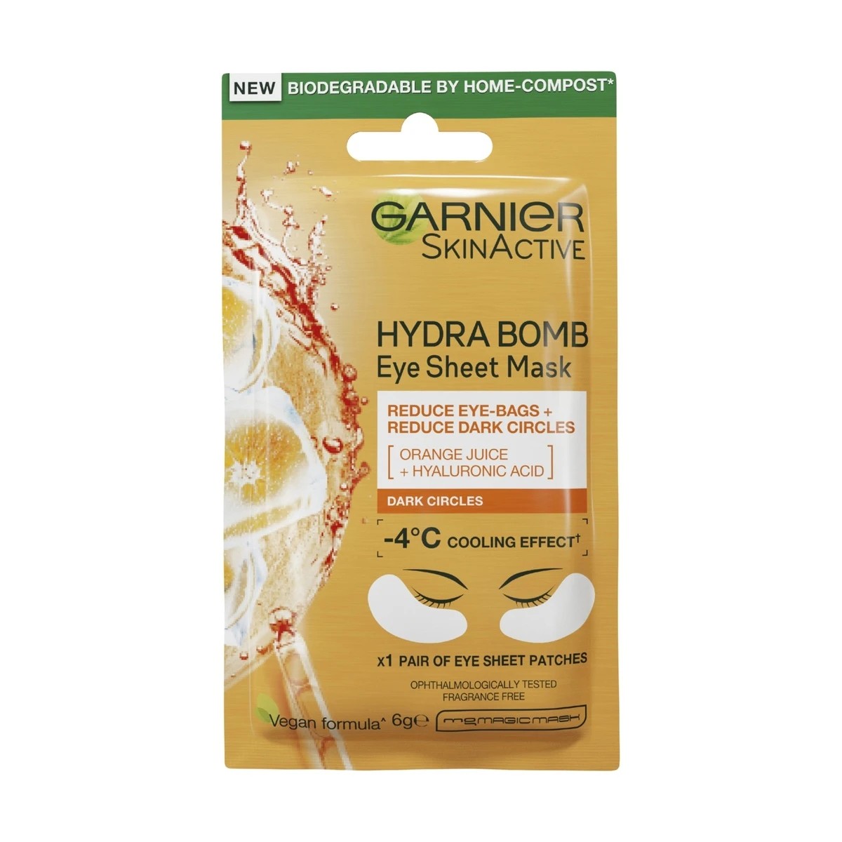 1 Garnier SkinActive Hydra Bomb Eye Sheet Mask 6g - Orange Juice & Hyaluronic Acid, 1 of 6