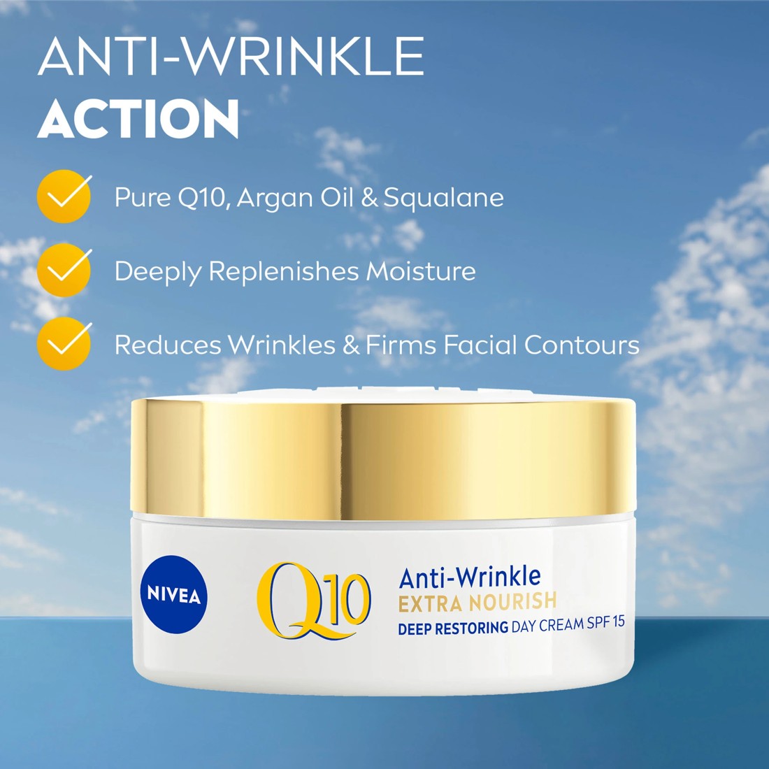 8 Nivea Q10 Anti-Wrinkle Extra Nourish Deep Restoring Day Cream SPF15 50ml - Pure Q10, Argan Oil and Squalane, 8 of 10