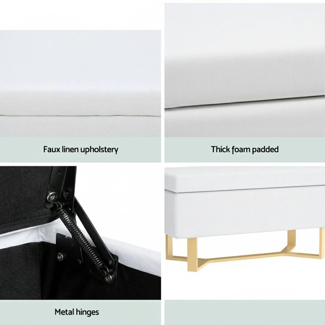 5 Artiss Storage Ottoman Blanket Box Criss-cross Linen - White, 5 of 6