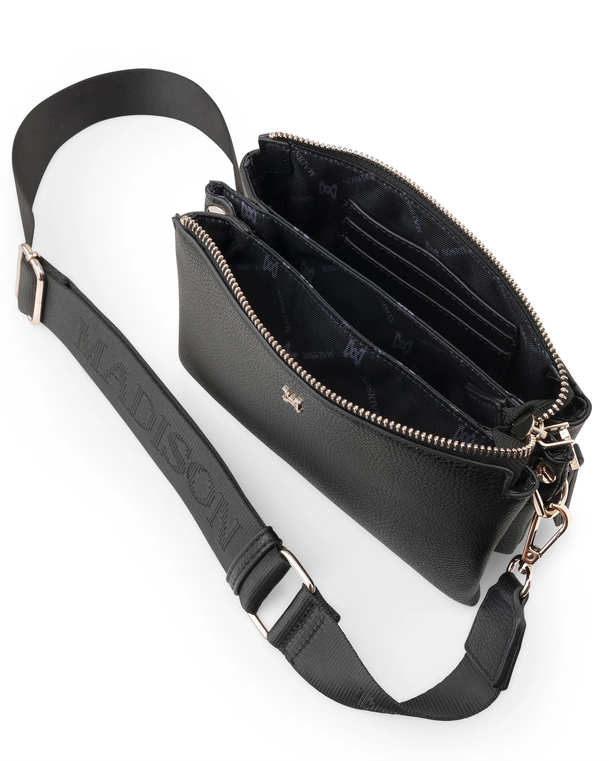 4 Madison Accessories Josie Small 3 Compartment Crossbody Bag BLACK, 4 of 8