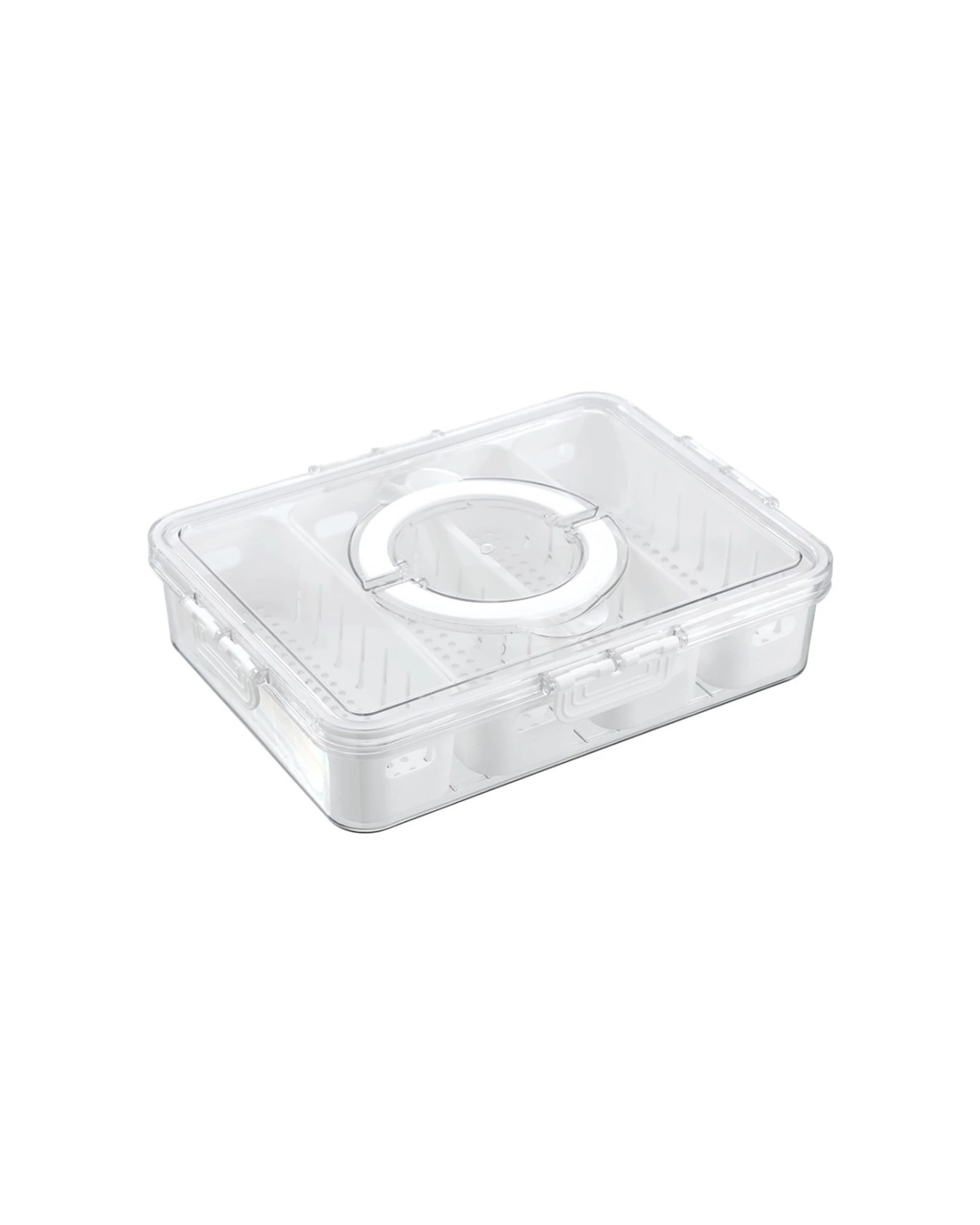 4 Lemon & Lime Snackal 8 Section Snack Food Container 31x24x6.5cm - Clear, 4 of 6