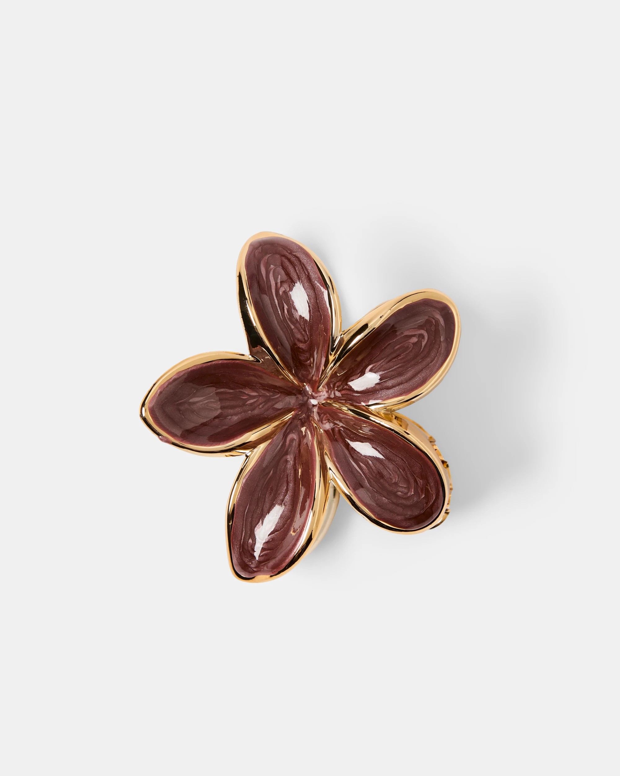 1 Purple and Gold Tone Enamel Frangipani Claw Hair Clip, 1 of 3