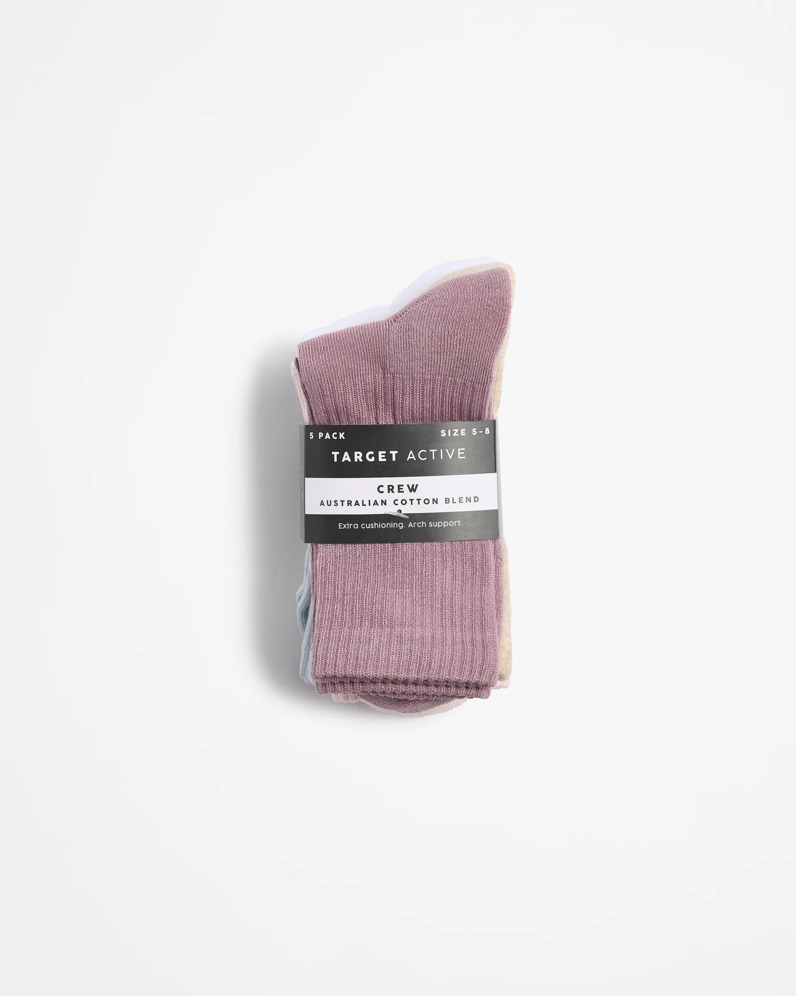 3 Target Active Australian Cotton Blend 5 Pack Cushioned Crew Socks MULTI, 3 of 3