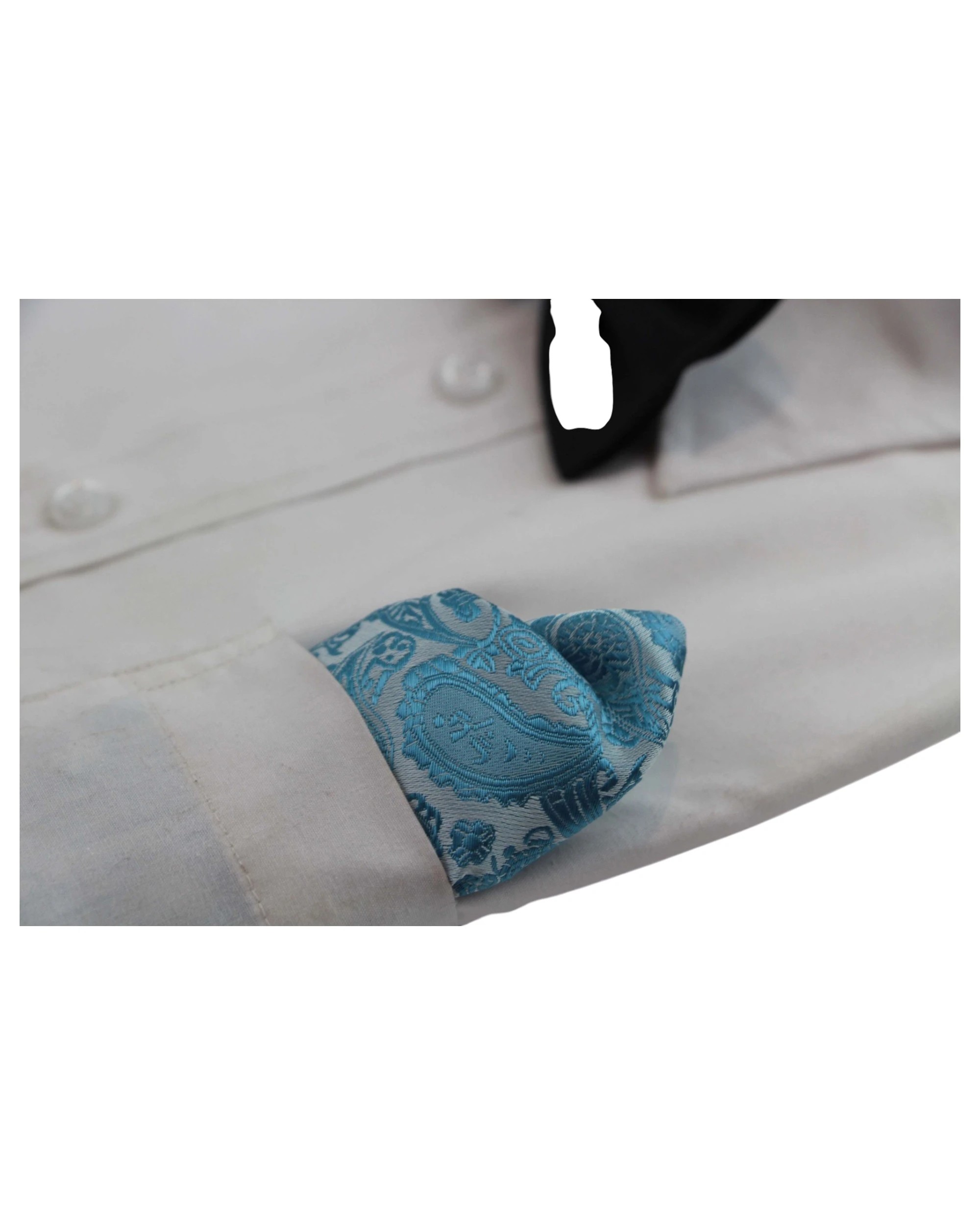 3 Zasel Mens Turquiose Paisley Silk Pocket Square - Blue, 3 of 3