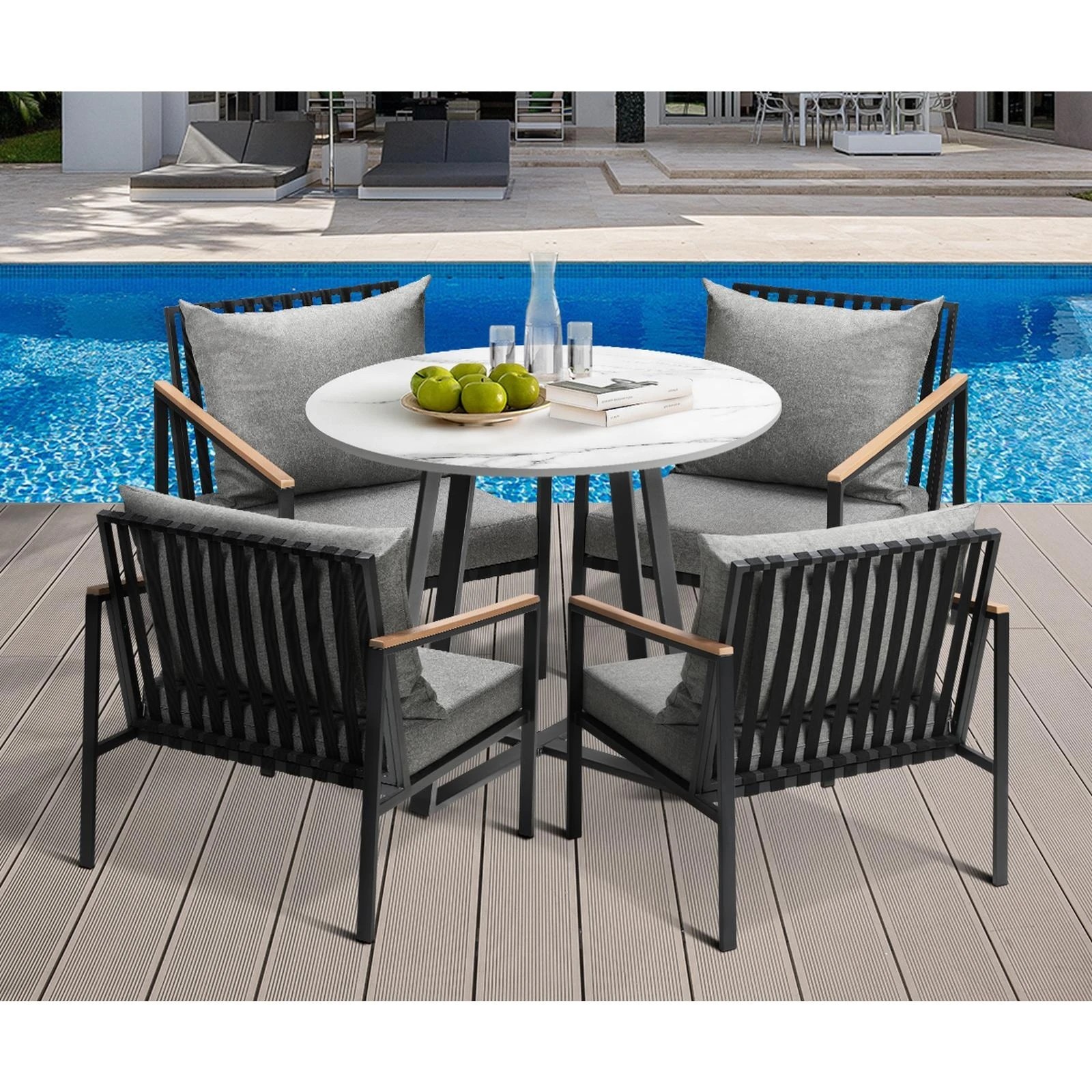 5 Livsip 5pcs Outdoor Dining Setting Table Sofa Chairs Patio Furniture Bistro Set
 - Multi, 5 of 10