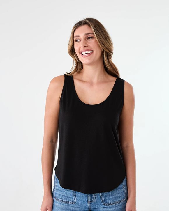 Sleeveless Linen Blend Scoop Neck Tank