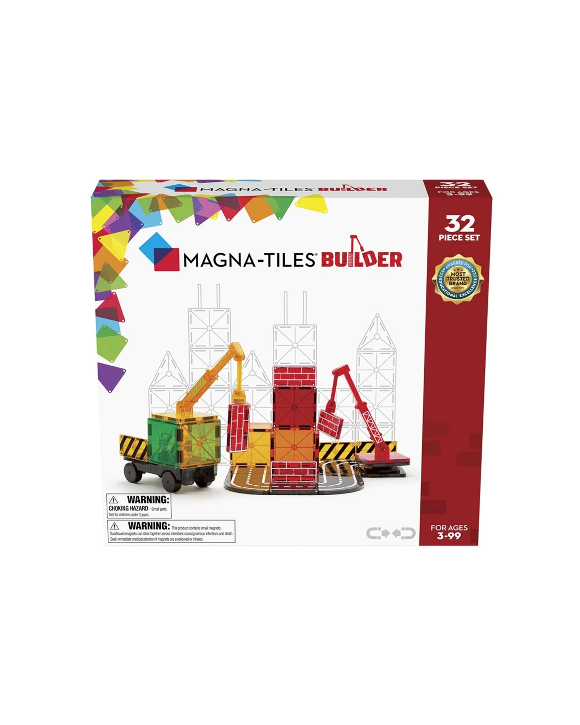 1 Magna-tiles 32pc Builder Magnetic Construction Toy Set For Kids 3 Plus - Multi, 1 of 3