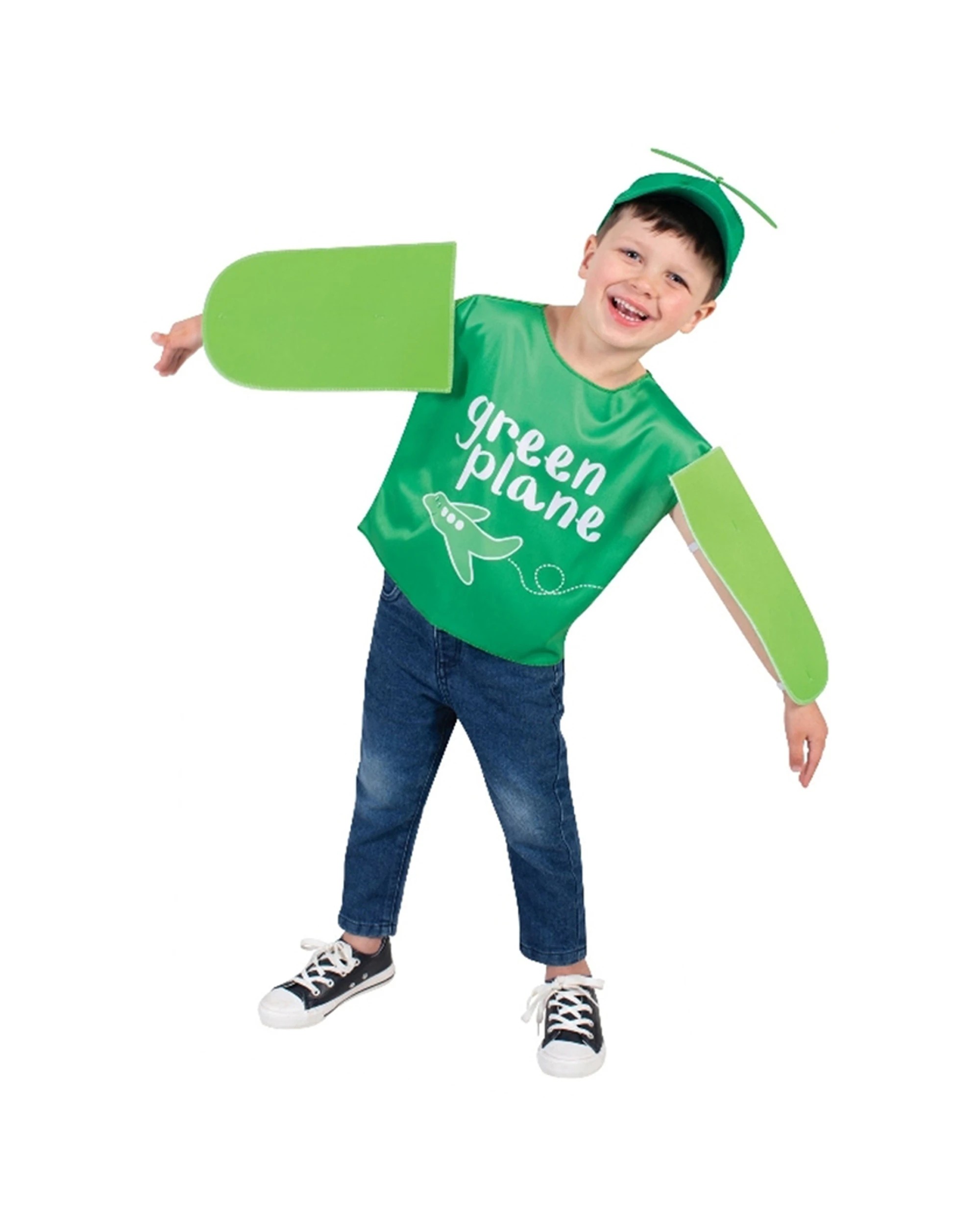 1 Emma Memma Planes Costume Party Dress-Up Kids S - Green, 1 of 3