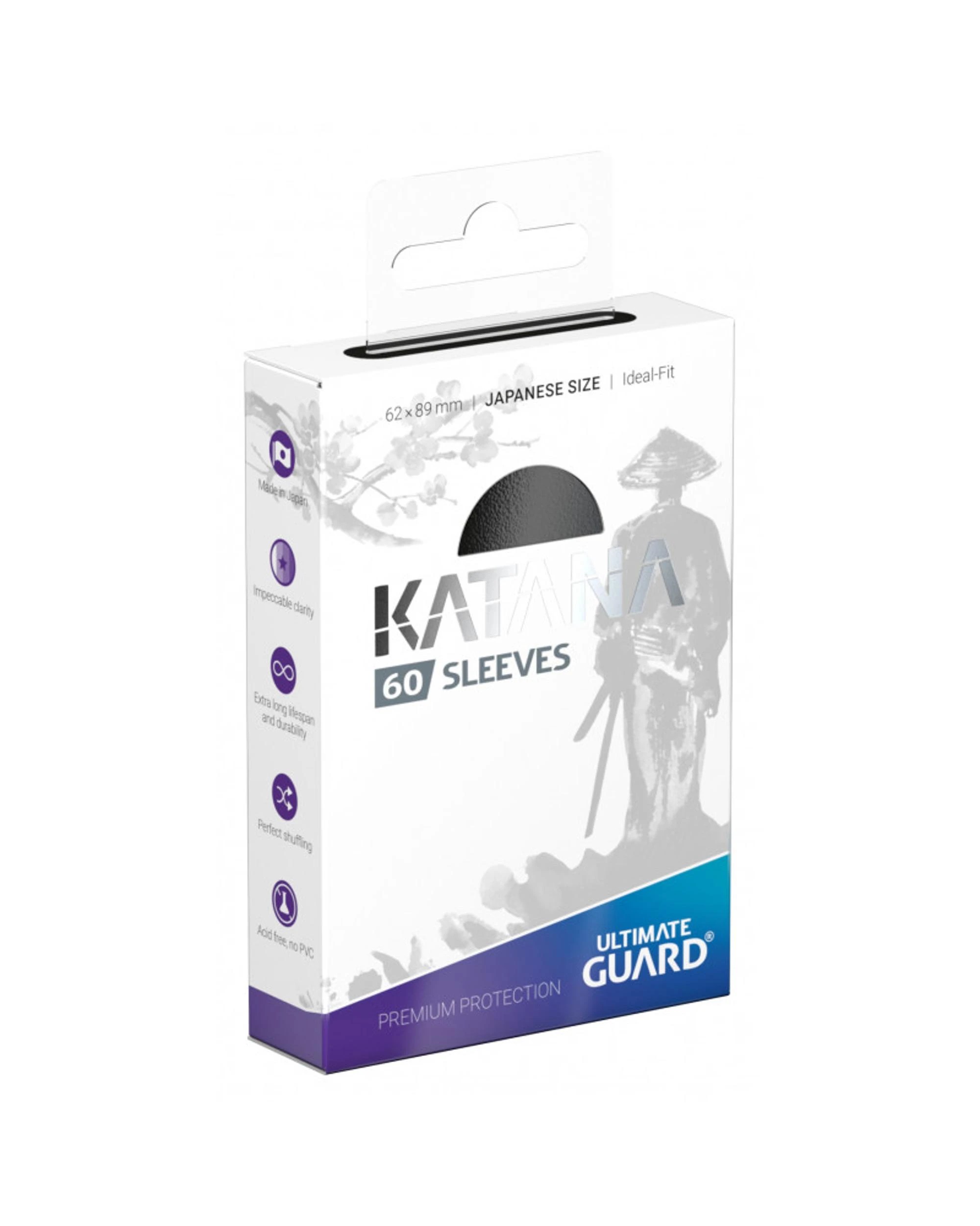 1 Ultimate Guard Katana Sleeves 60 Japanese Size Sleeves - Black, 1 of 2