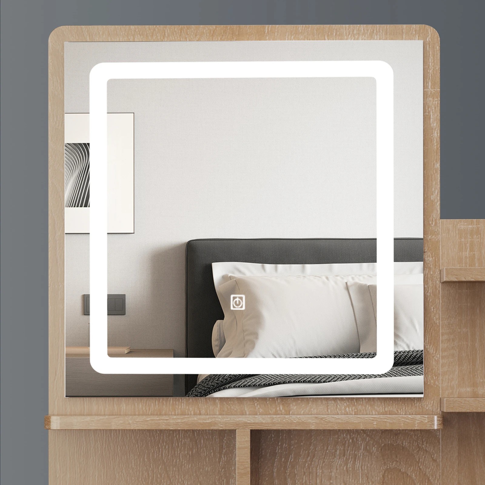 8 Alfordson Dressing Table Stool LED Makeup Mirror Vanity Desk - Natural, 8 of 10