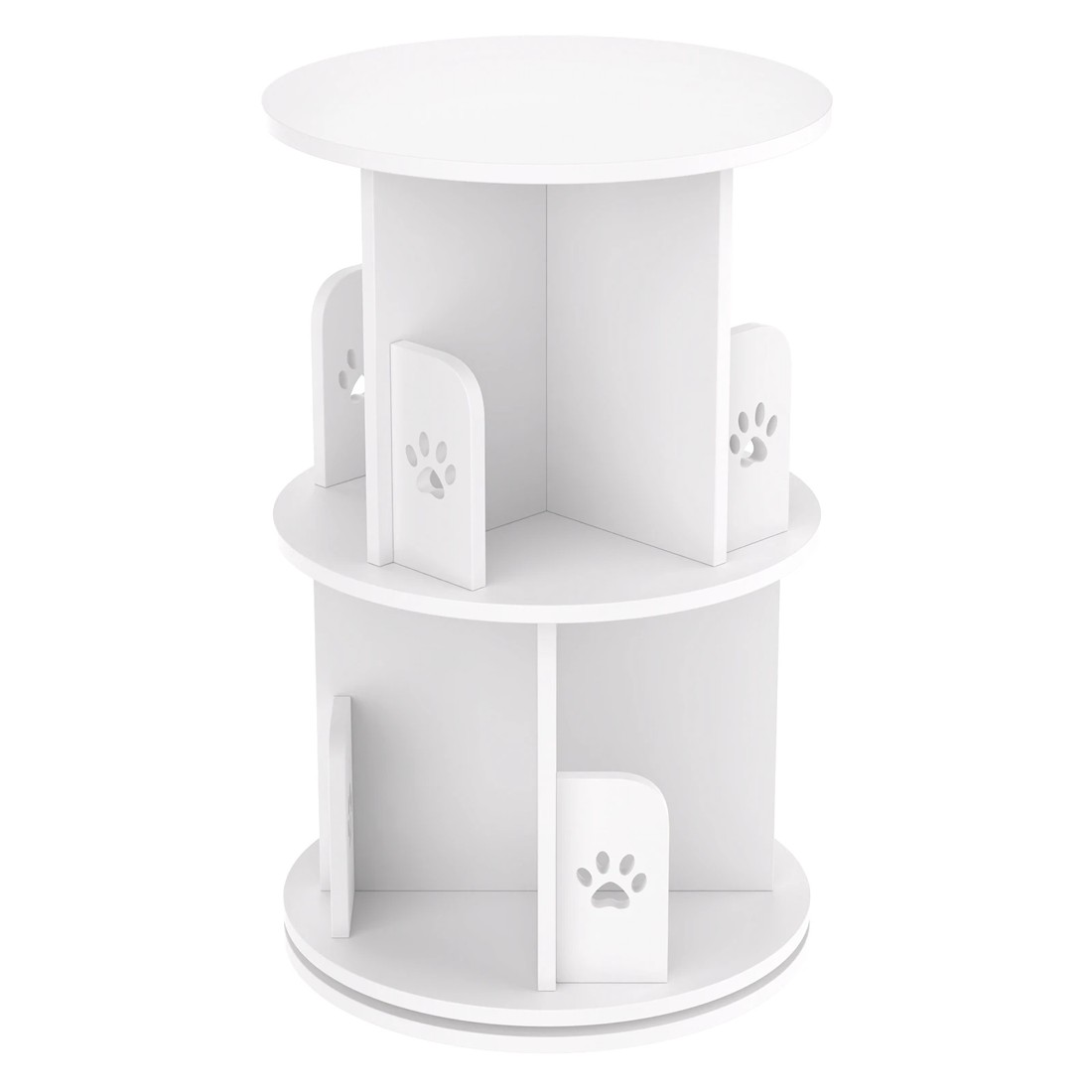 2 Advwin Rotating Bookshelf 2-Tier Wooden Bookcase Small Corner Standing Display Shelf Organizer - White, 2 of 8