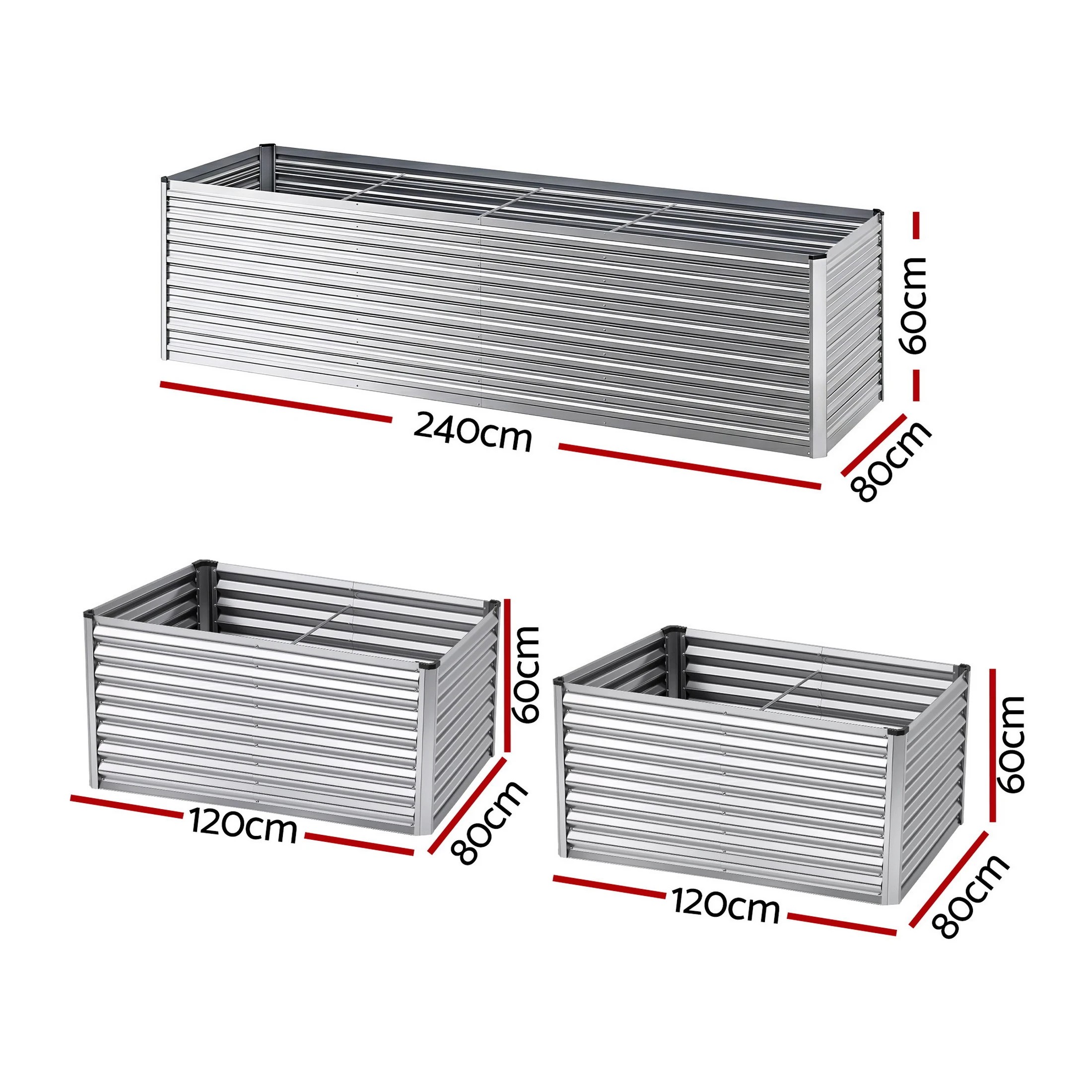 2 Green Fingers Raised Garden Bed 2 in 1 Modular Galvanised Planter Box Rust Resistant - Silver, 2 of 5