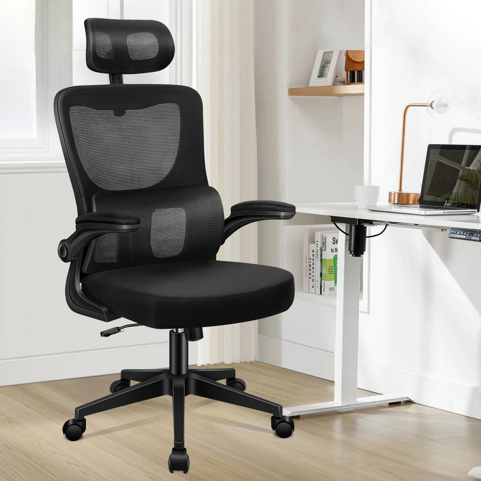 10 Alfordson Mesh Office Chair Executive Computer Fabric Seat Racing Tilt Work - Black, 10 of 10