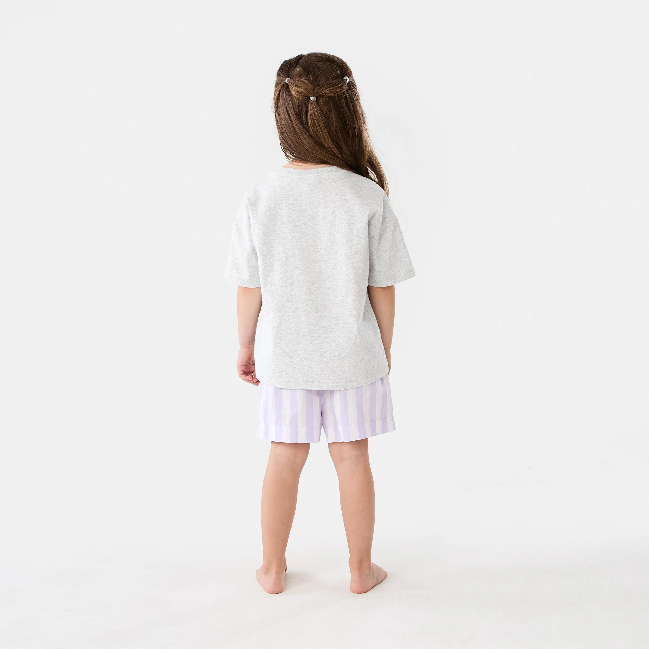 7 Short Sleeve Knit Woven Pyjama Set PURPLE STRIPES, 7 of 9