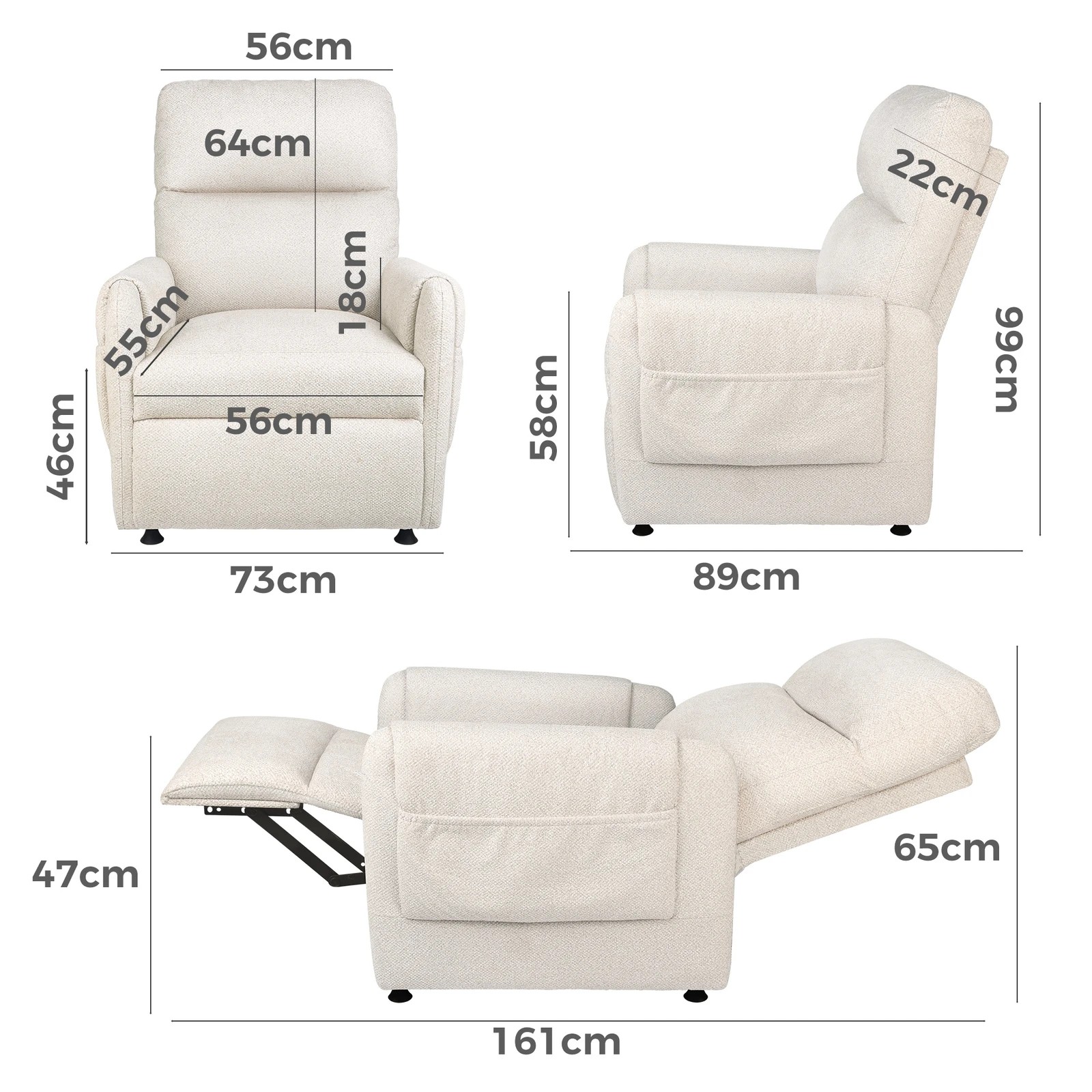 9 Alfordson Recliner Chair Electric Auto Recline Armchair Lounge Sofa Fabric - Beige, 9 of 9