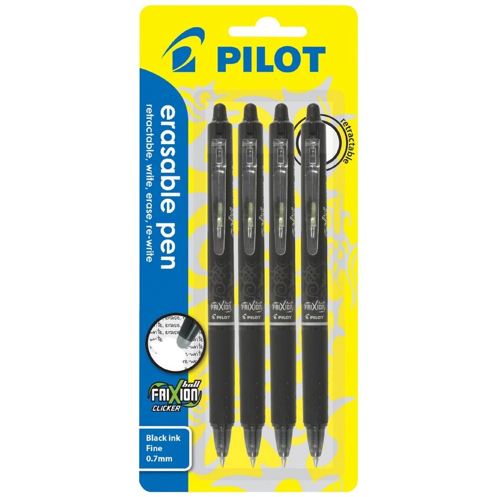 1 PILOT FriXion Clicker Erasable Gel Pen 0.7mm Black 4 Pack, 1 of 8
