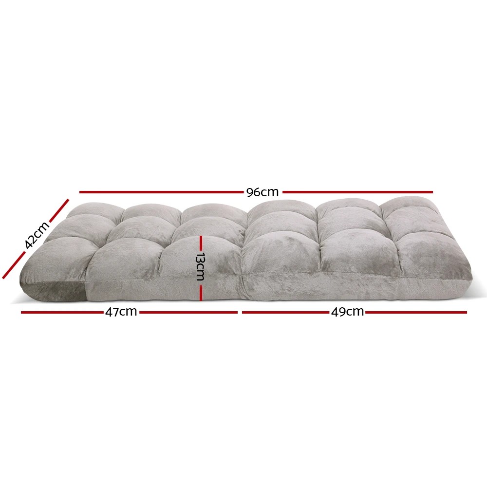 2 Artiss Lounge Sofa Bed Flannel Fabric - Grey, 2 of 7