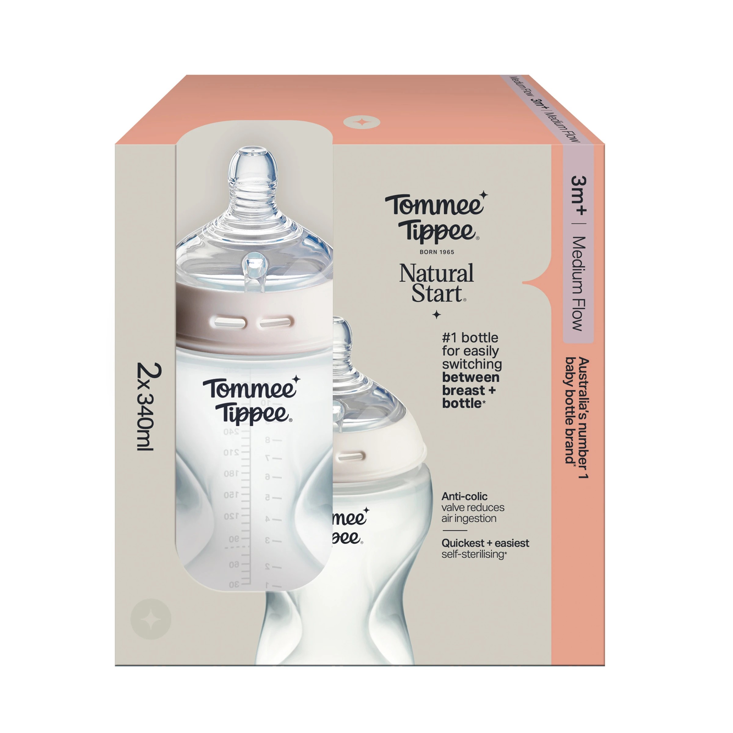 1 2 Pack Tommee Tippee Natural Start Baby Bottles, 1 of 8