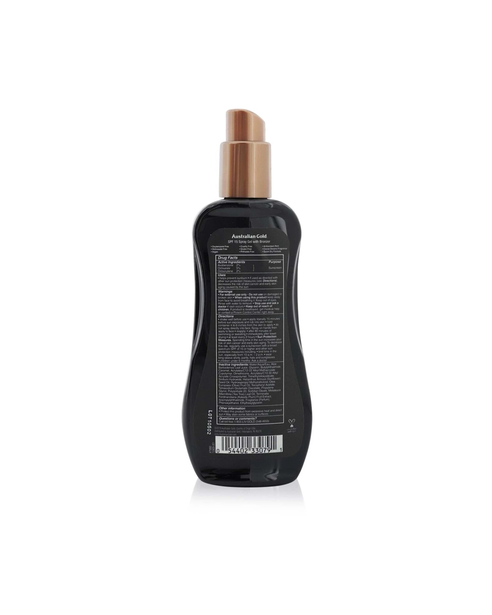 3 Australian Gold Spray Gel Sunscreen SPF 15 with Instant Bronzer  237ml/8oz, 3 of 3