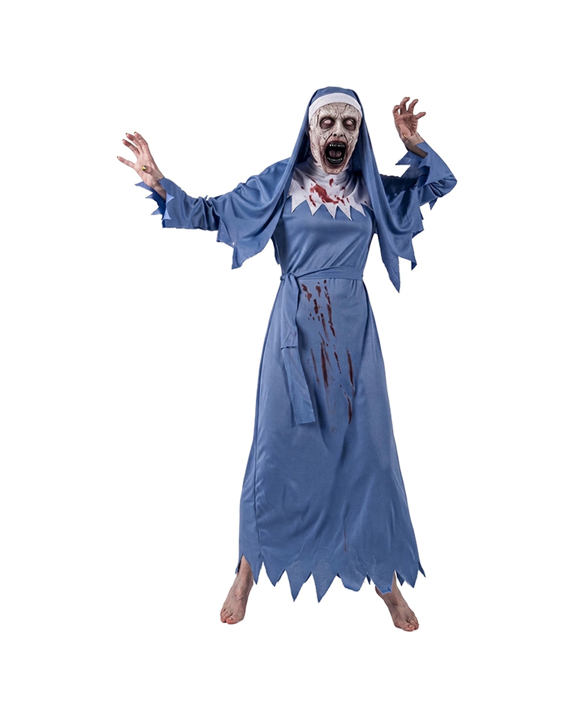 1 JD Party Unisex Scary Nun Halloween Costume Complete Set With Mask - Blue, 1 of 1