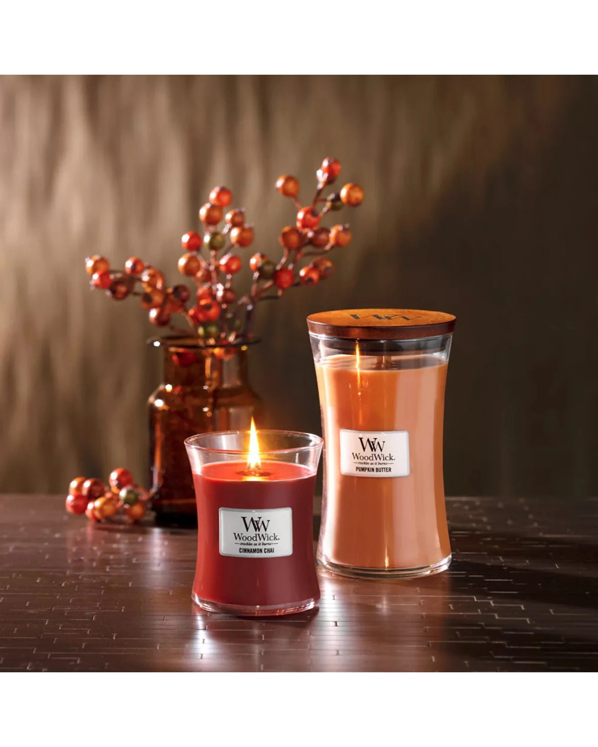 3 Woodwick Scented Soy Wax Candle Cinnamon Chai Scented Home Fragrance Medium - Red, 3 of 3