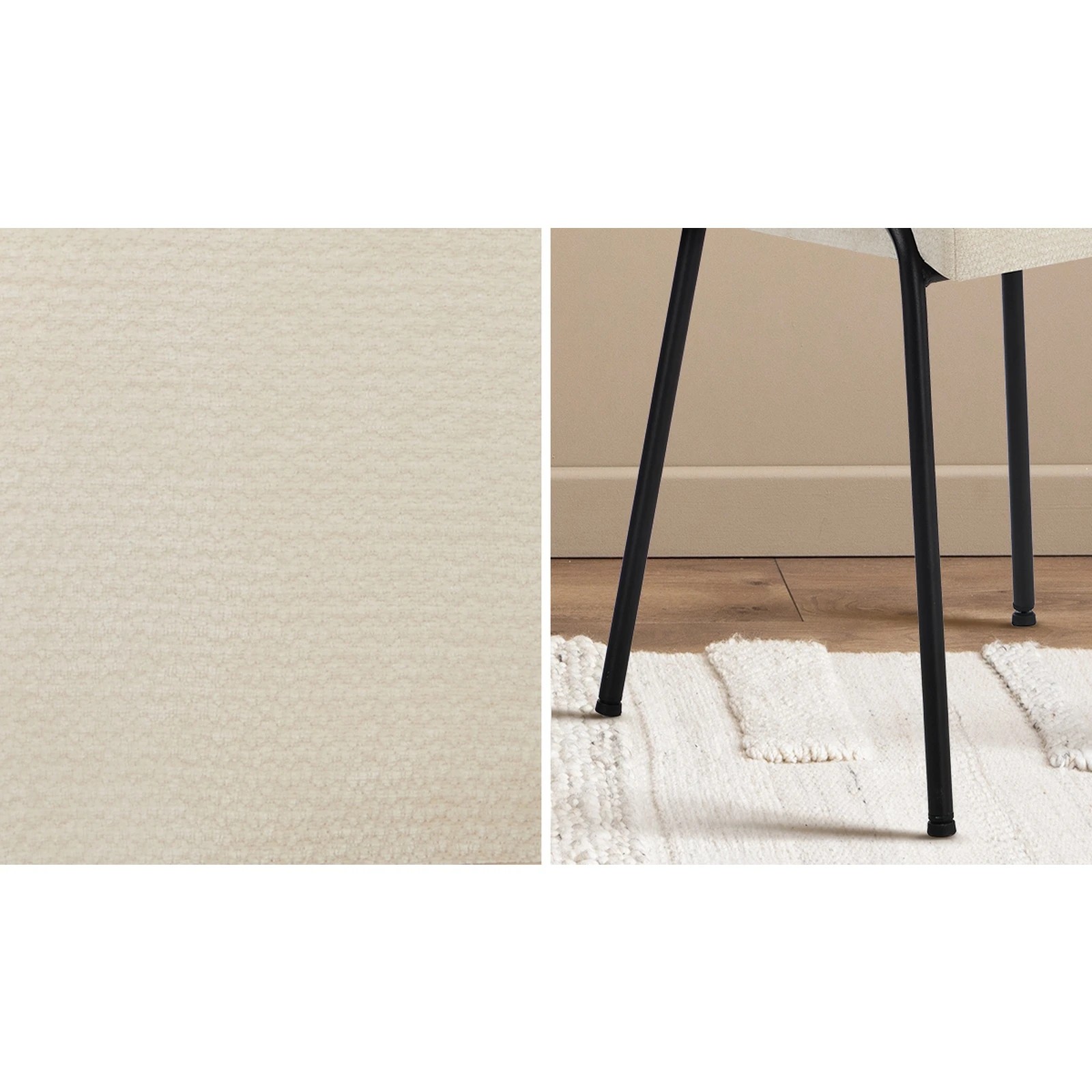 6 Oikiture 2x Dining Chairs Chenille Fabric Kitchen Side Chair - Beige, 6 of 9