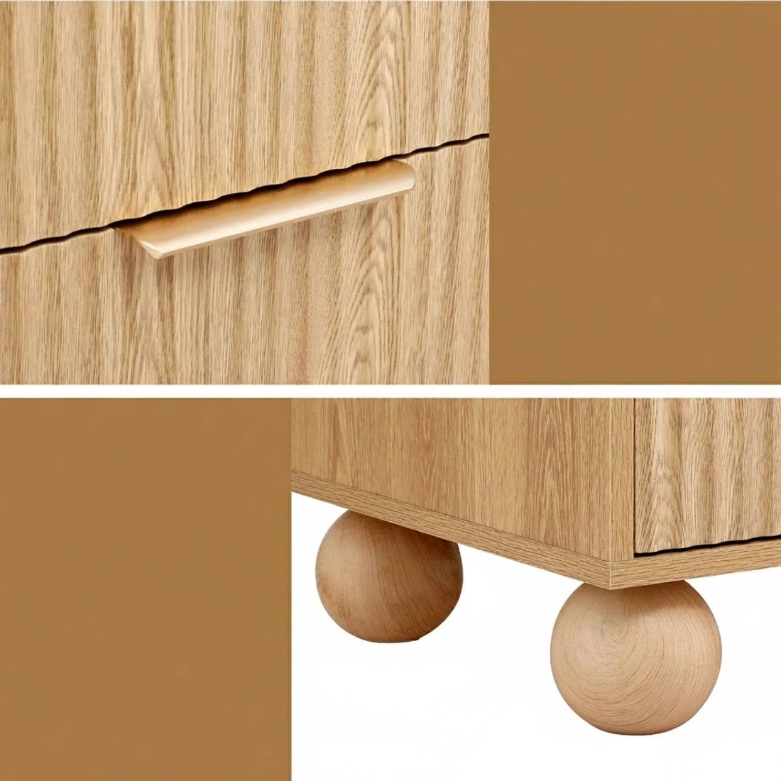 5 Artiss Rattan Bedside Table 2 Drawers Pine - Natural, 5 of 8