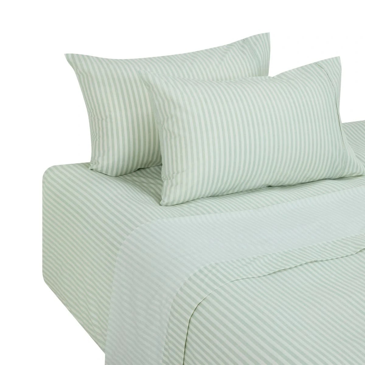 5 225 Thread Count Stripe Cotton Sheet Set - King Bed, Sage, 5 of 6