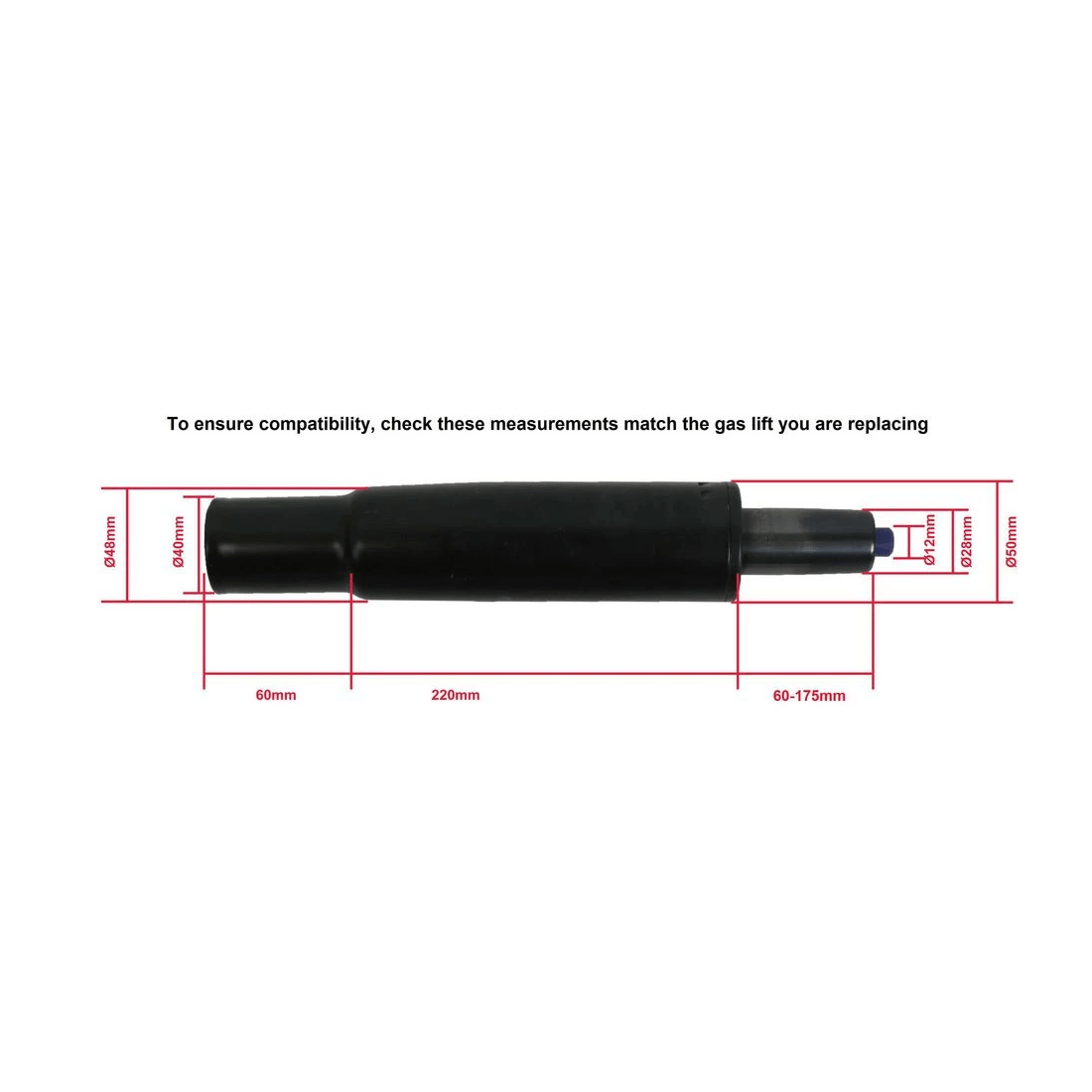2 Chair Gas Lift for Raised Bases 160kg Black, 2 of 3